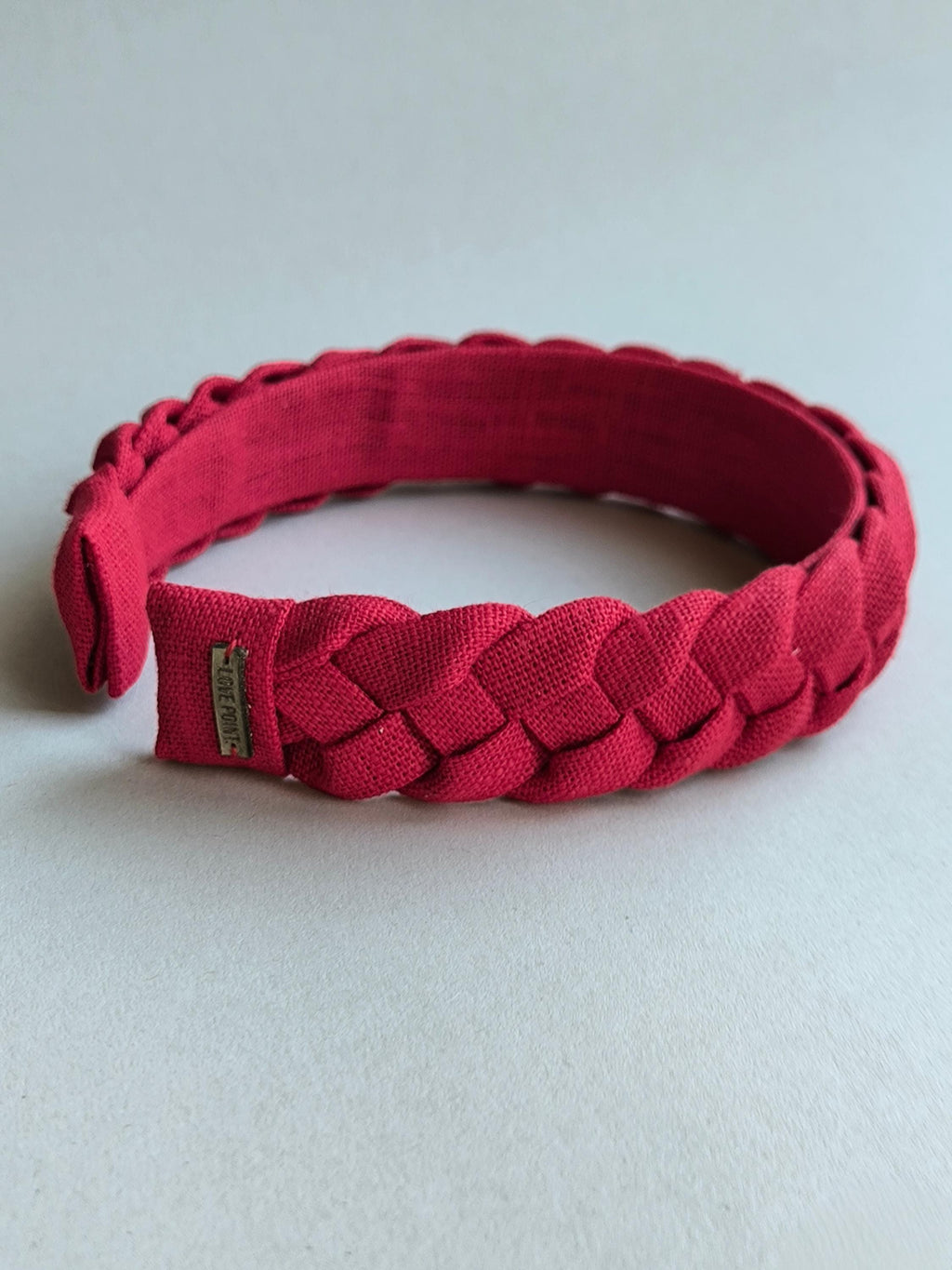 Red Linen Braided Hairband