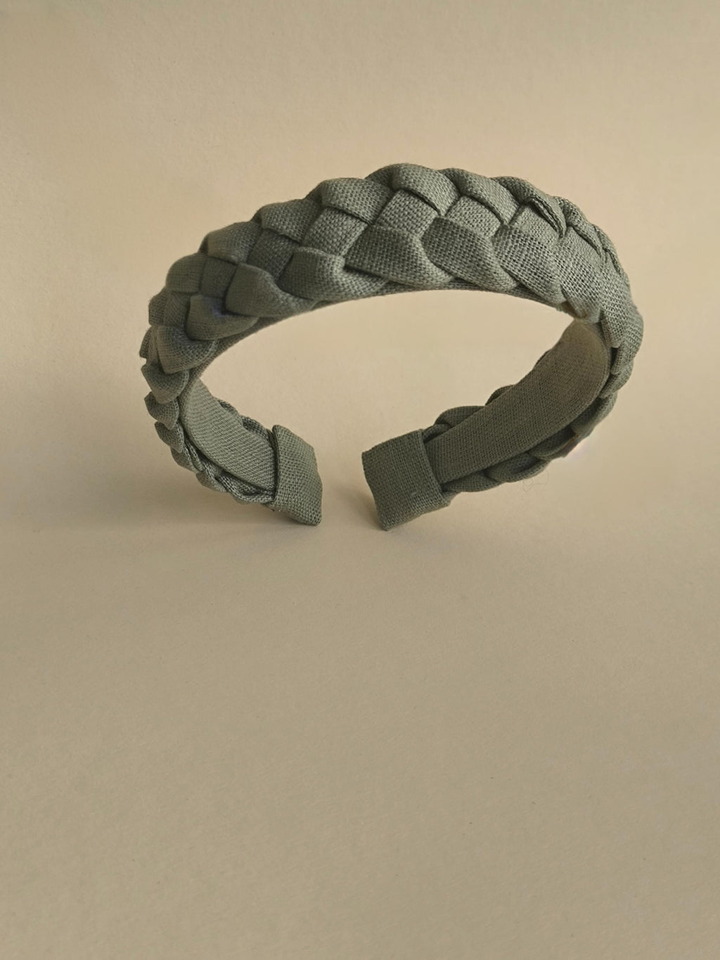 Sage Green Linen Braided Hairband