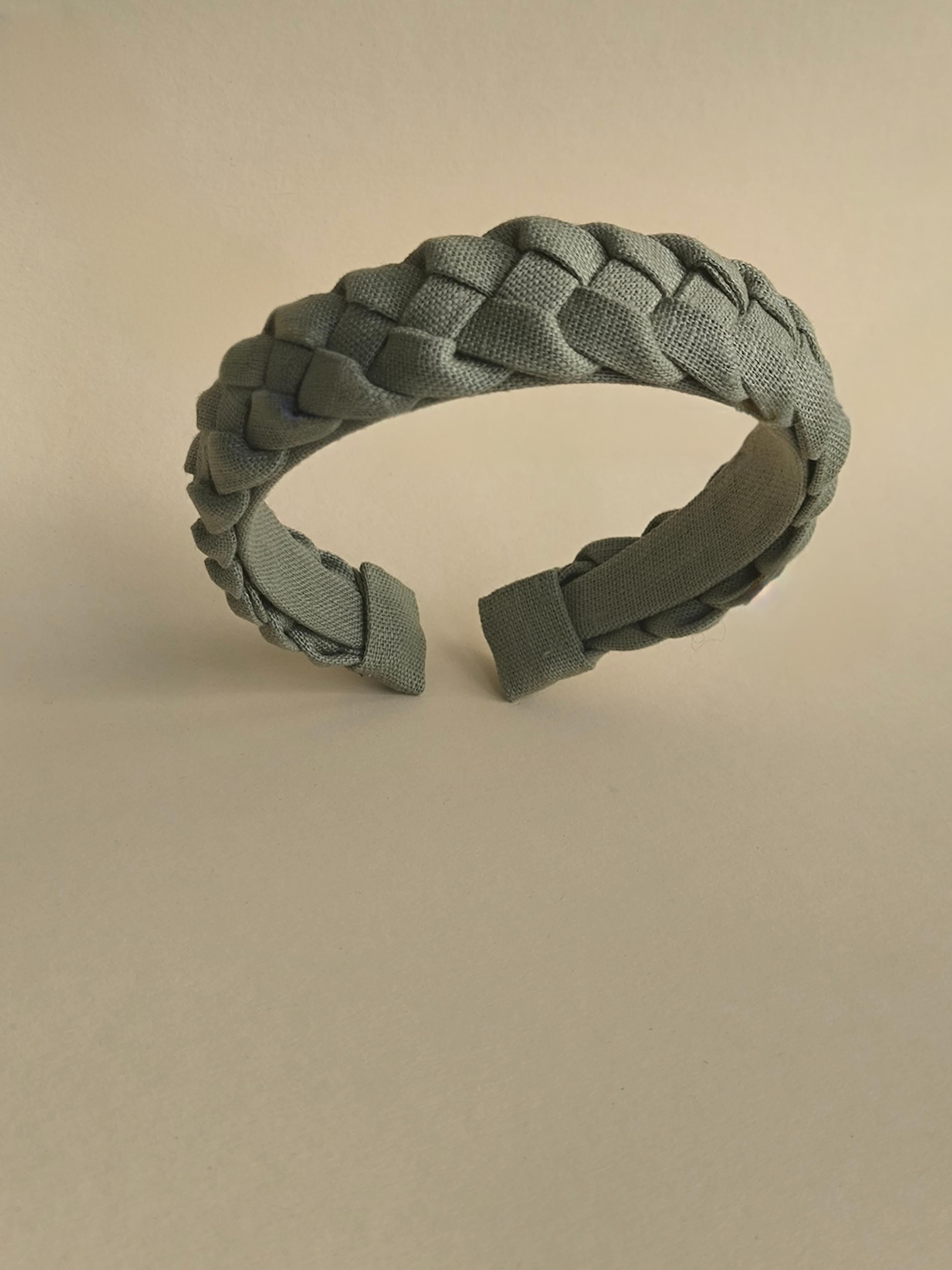 Sage Green Linen Braided Hairband
