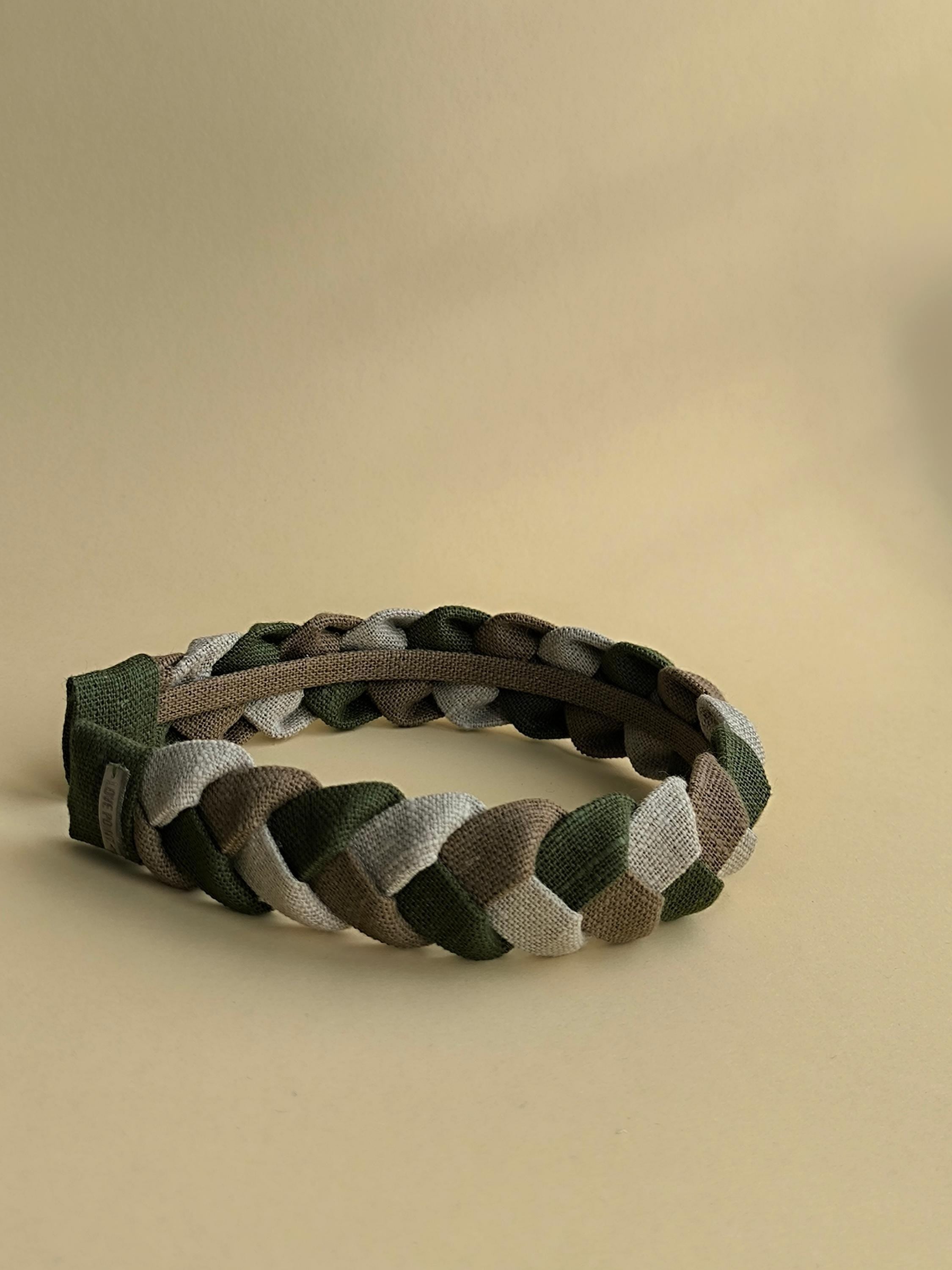 Braided Linen Headband, Olive Cappuccino & Natural Colors
