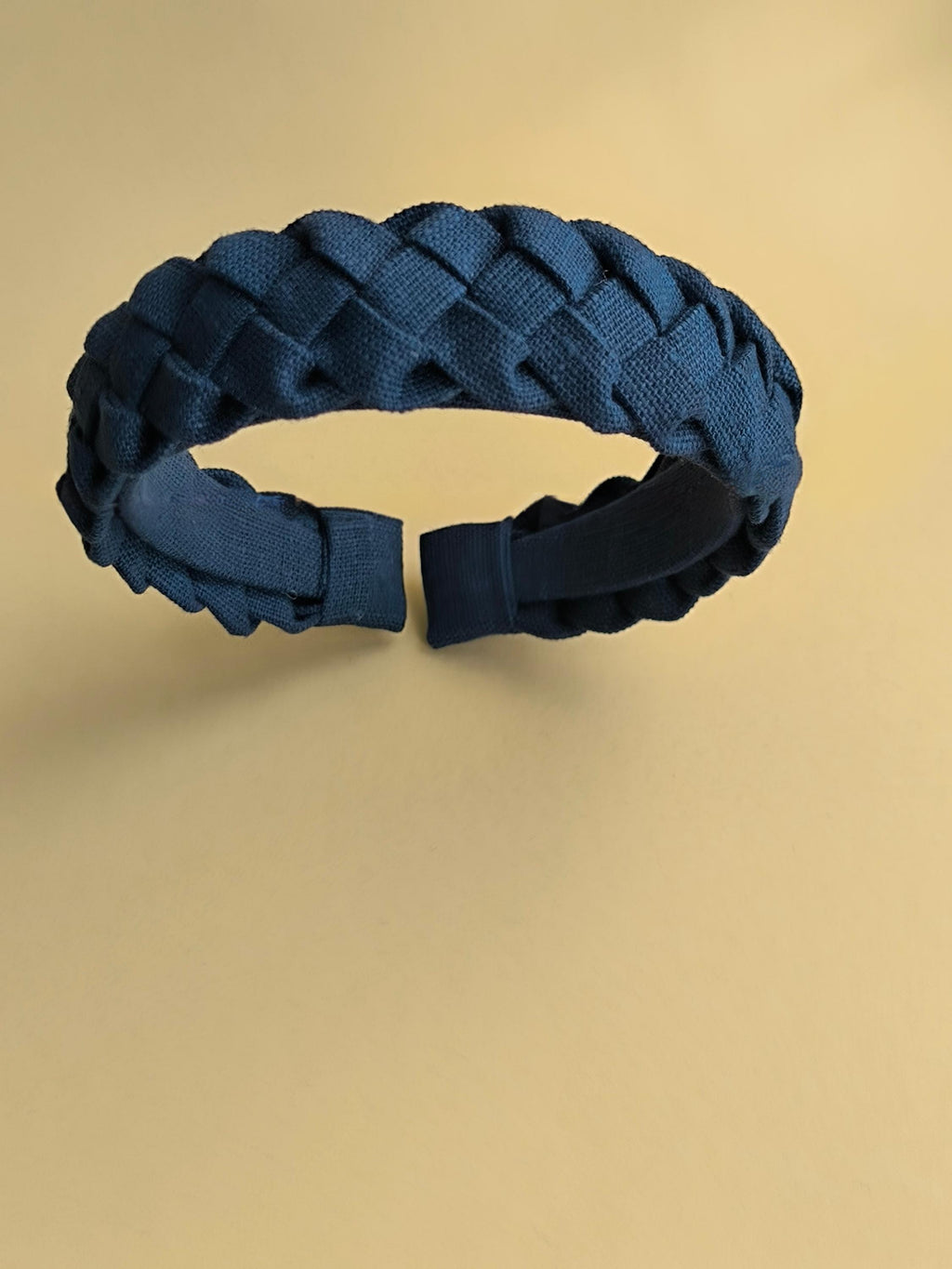 Navy Blue Linen Braided Hairband
