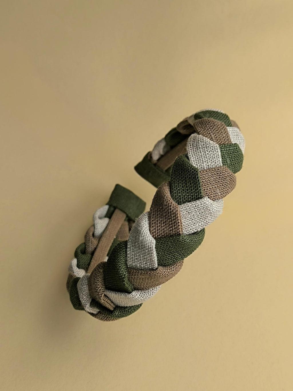 Braided Linen Headband, Olive Cappuccino & Natural Colors