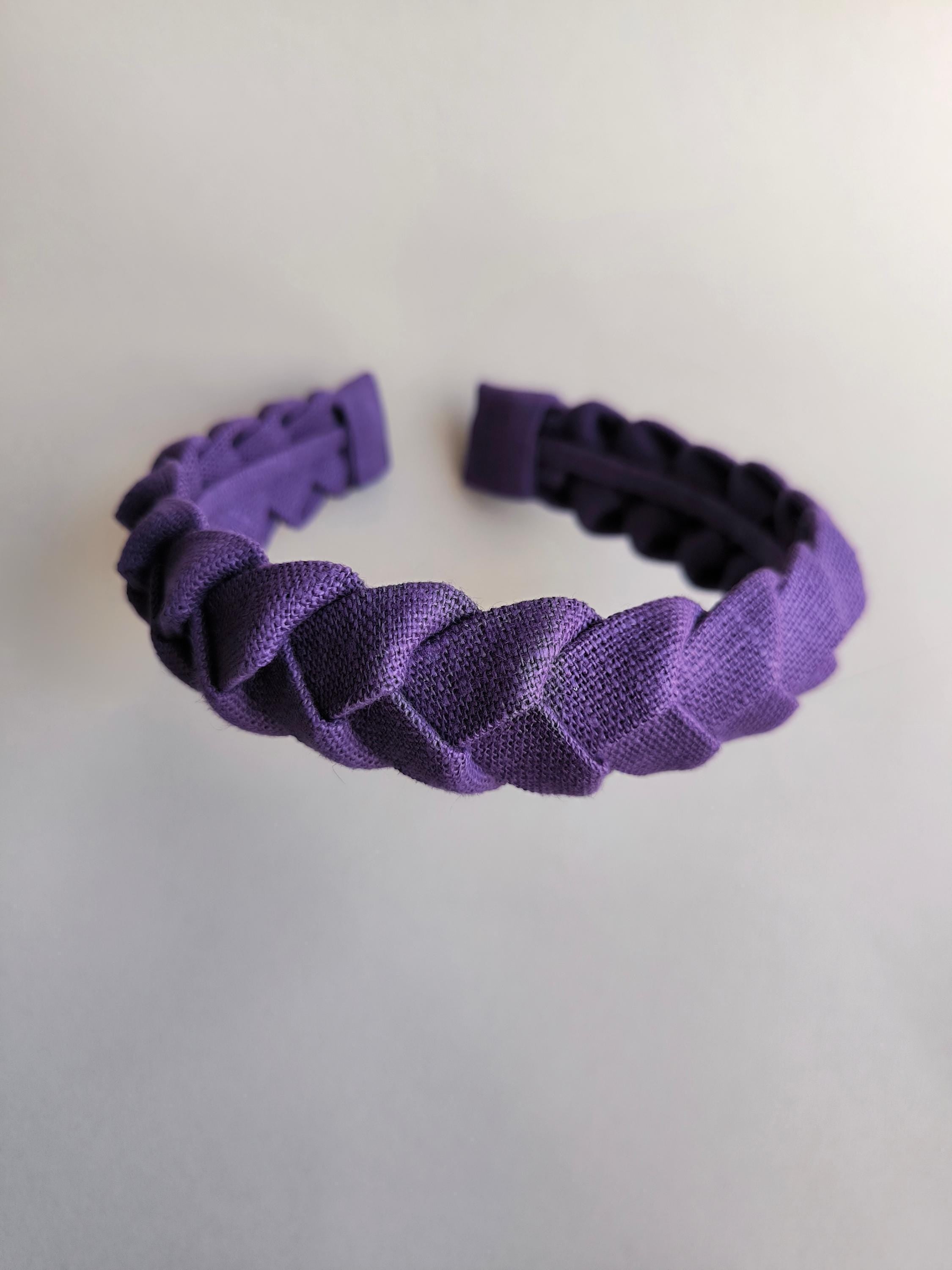 Purple Linen Braided Headband