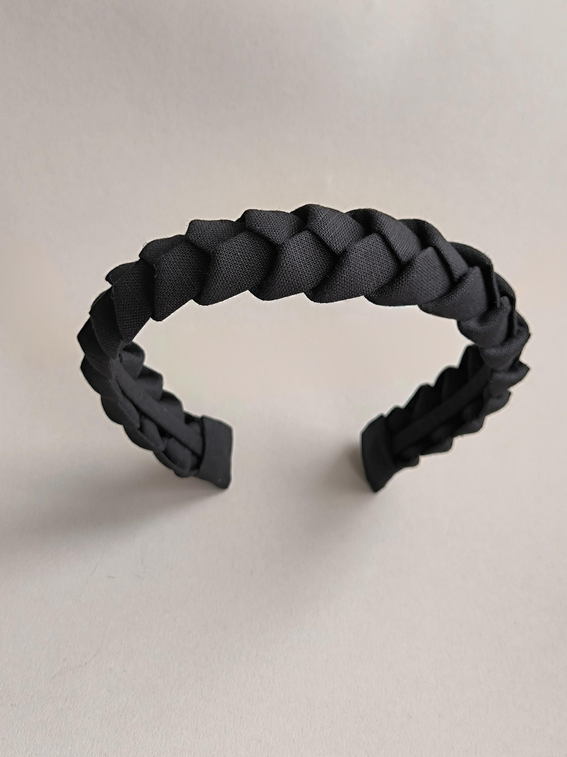 Classic Black Braided Linen Hairband