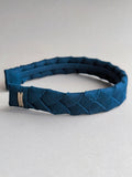 Navy Blue Linen Flat Braided Hairband