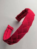Red Linen Flat Braided Hairband