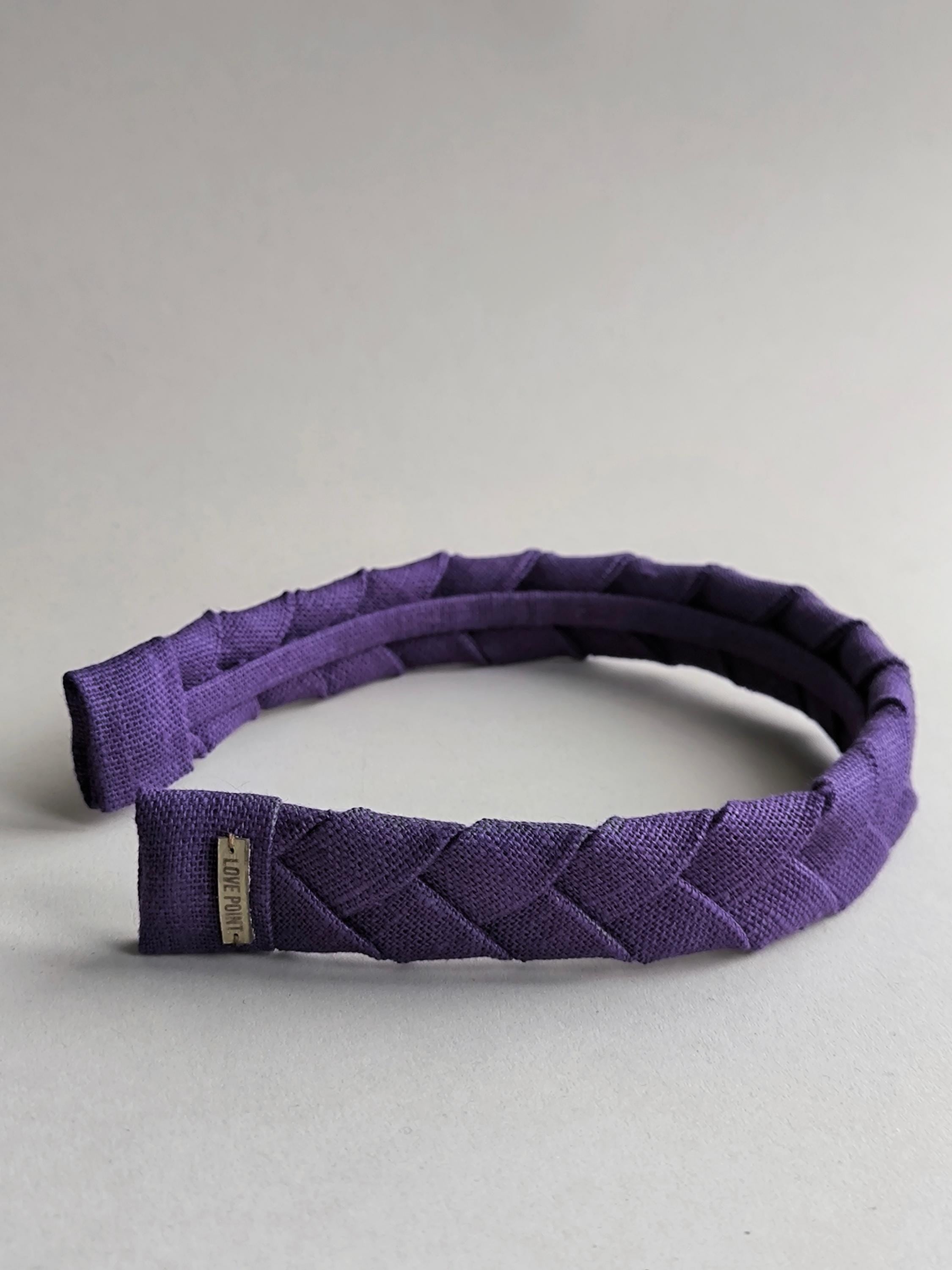 Purple Linen Flat Braided Hairband