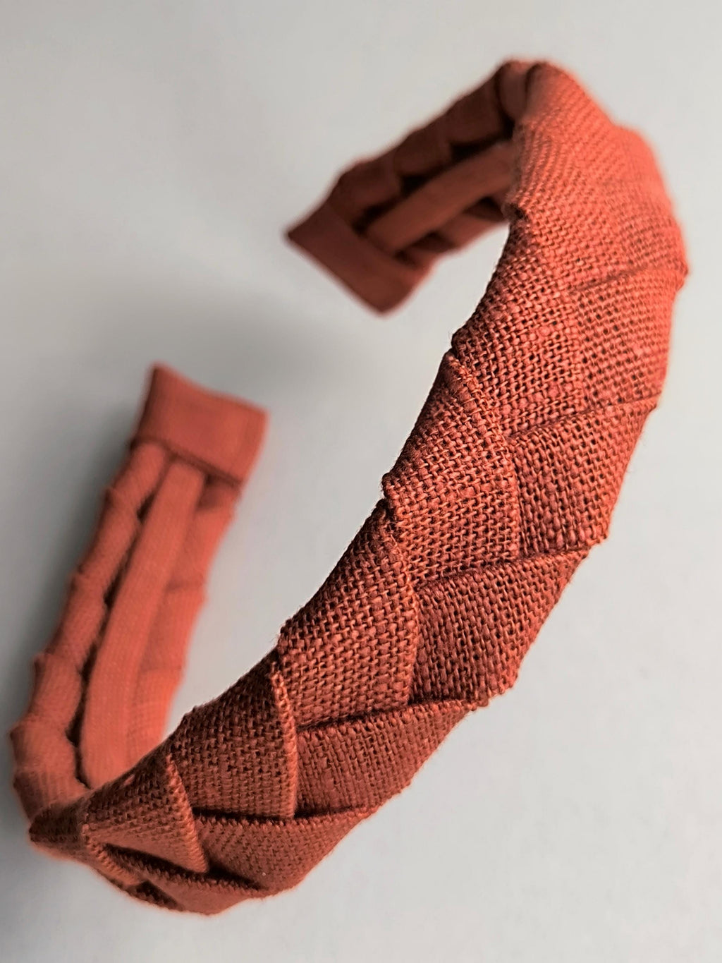 Rust Brown Linen Flat Braided Hairband