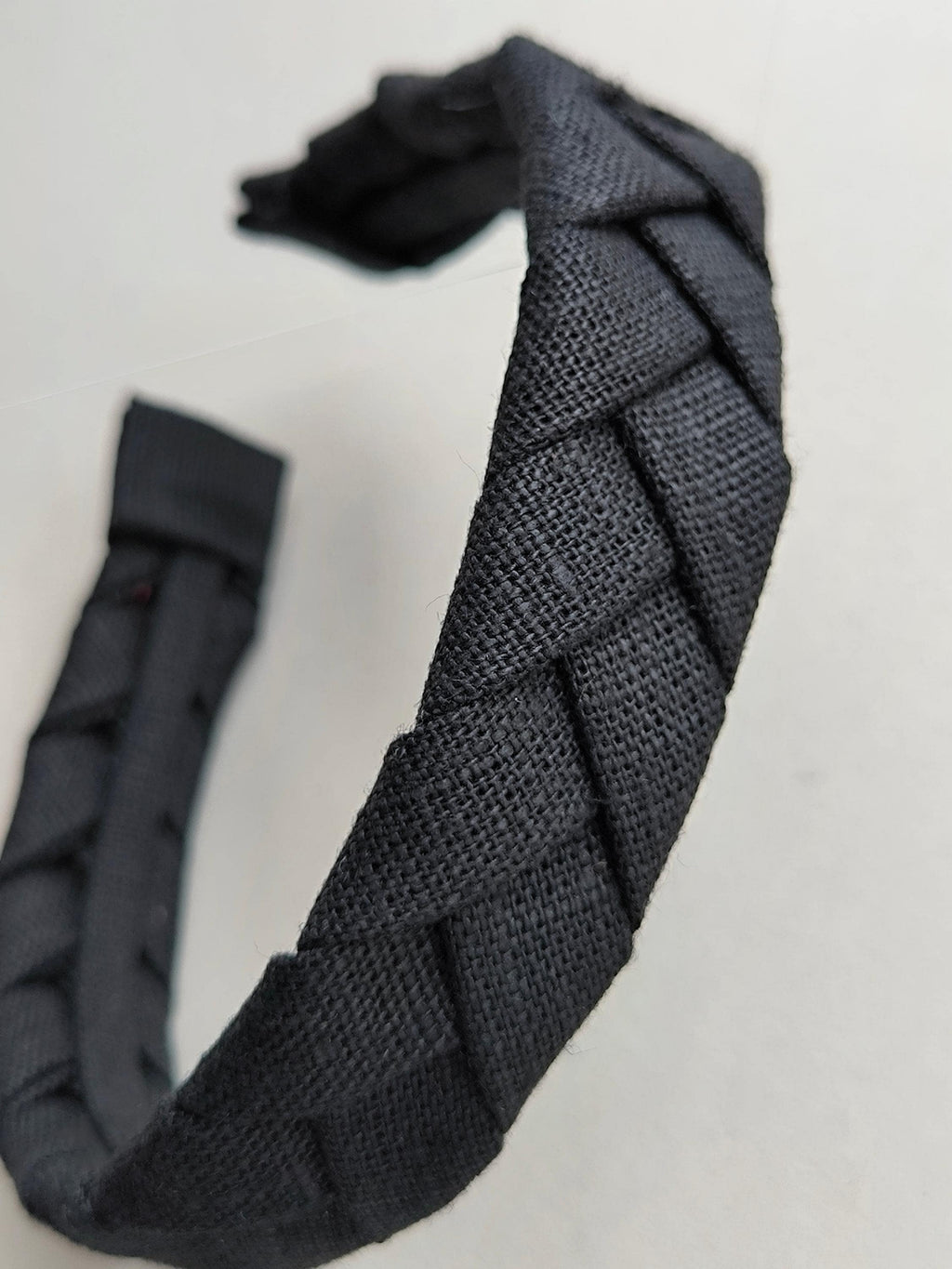 Black Linen Flat Braided Hairband