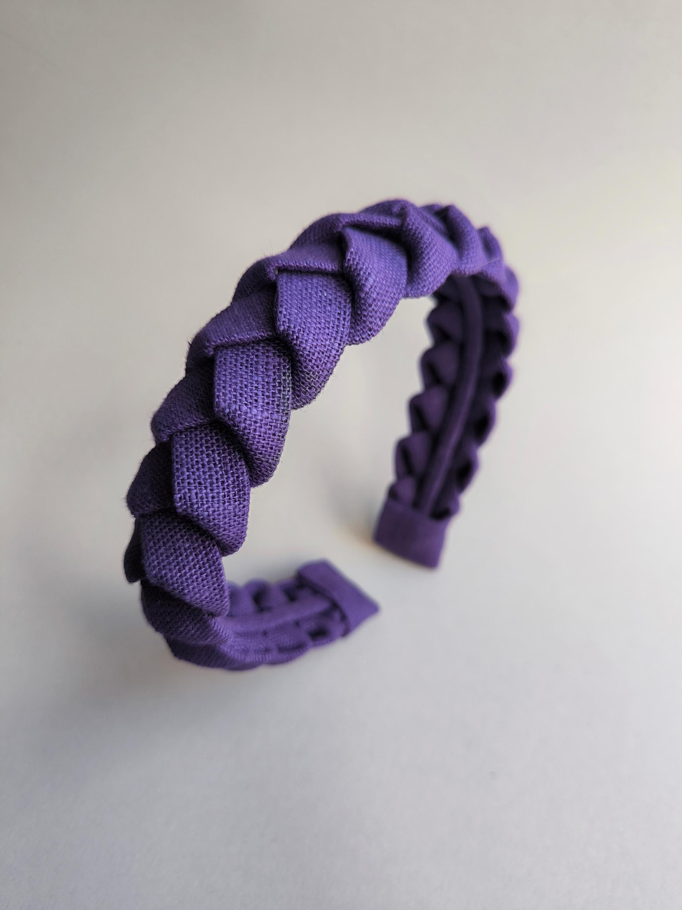 Purple Linen Braided Headband