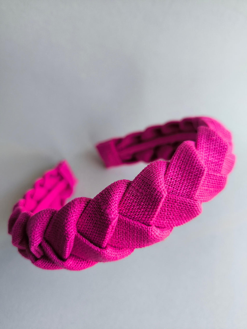 Fuchsia linen braided headband