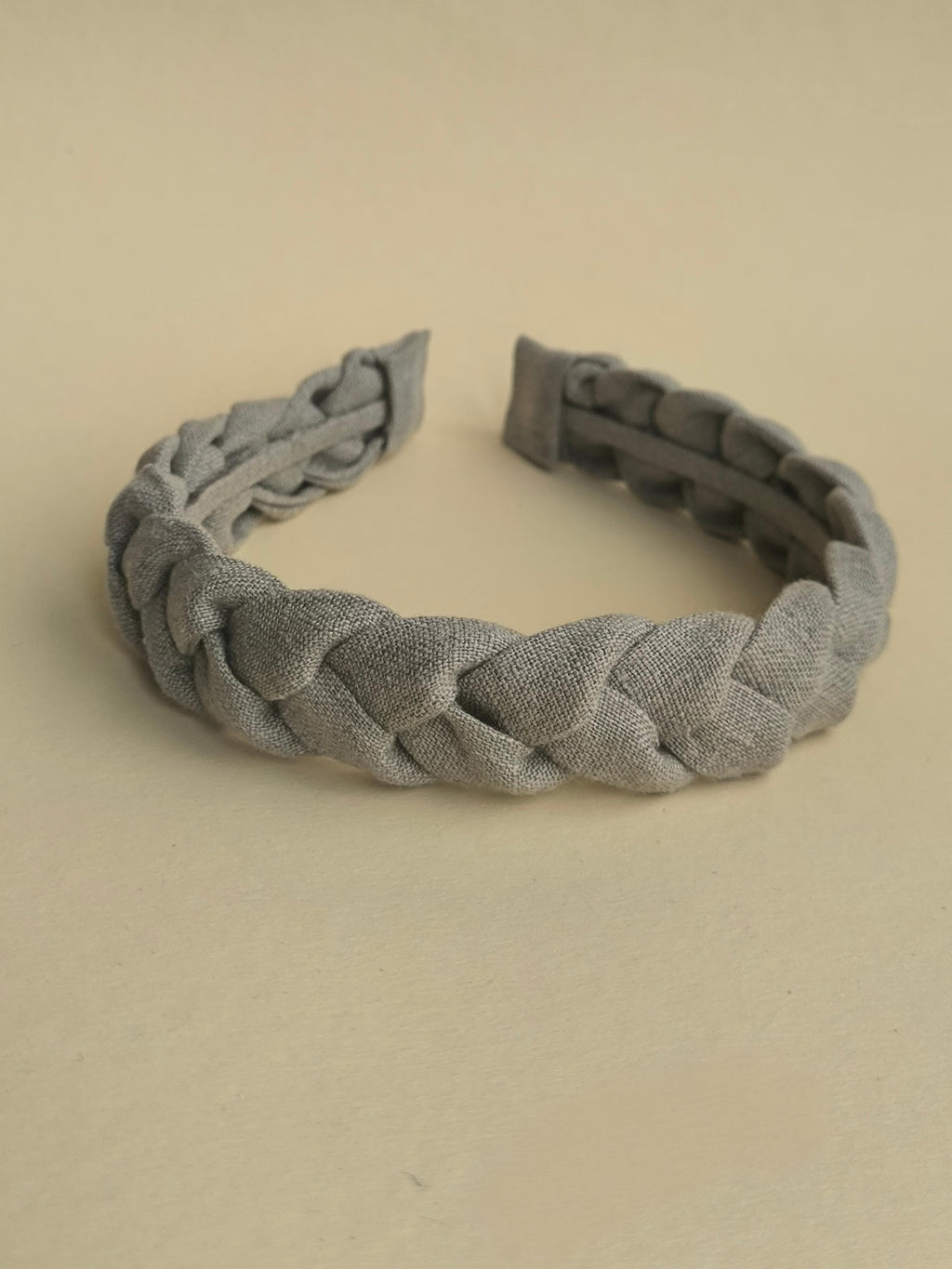 Natural Grey Linen Braided Headband