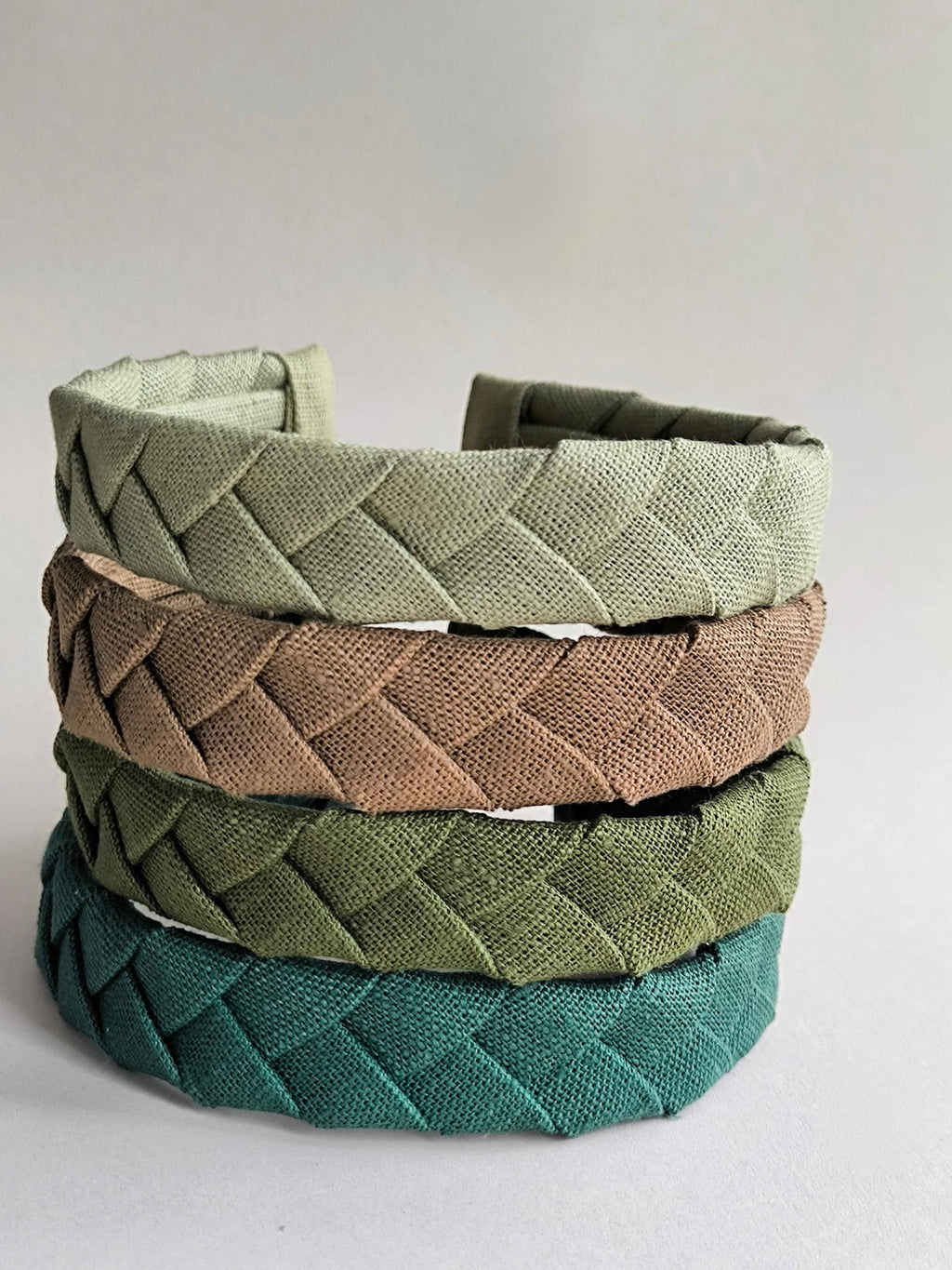 Emerald green Linen Flat Braided Hairband