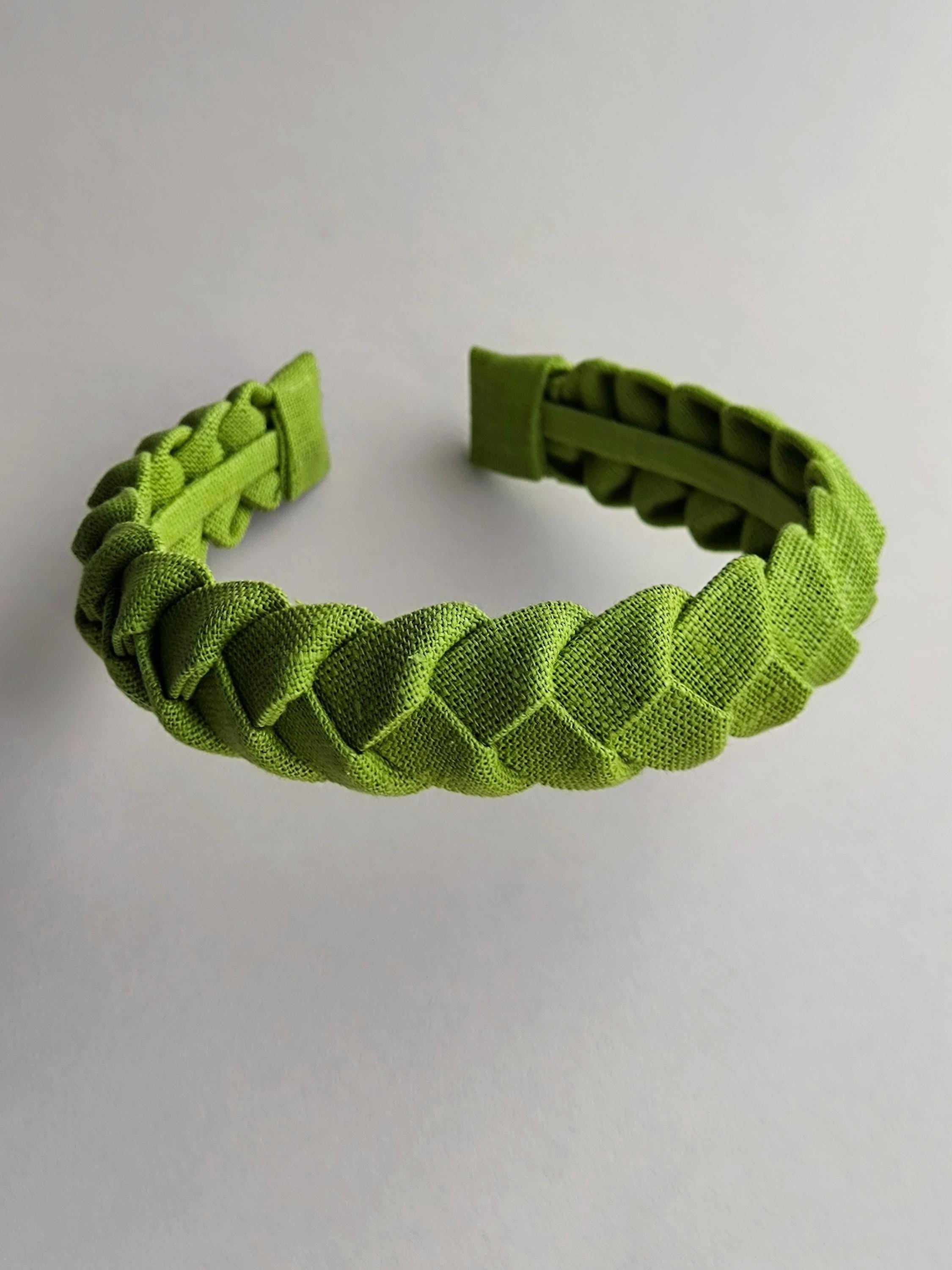 Lime Green Linen Braided Headband