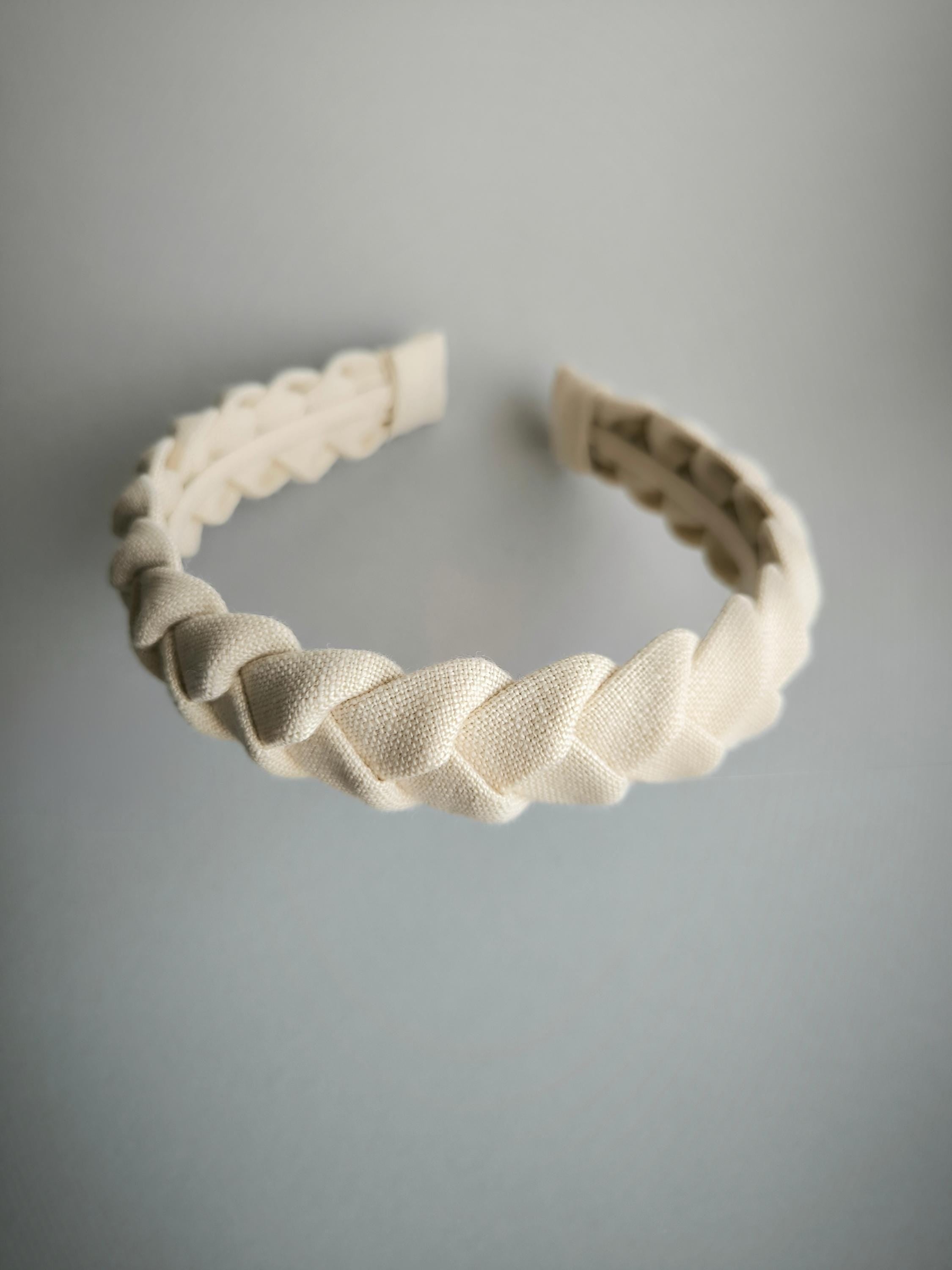 Sand braided linen hairband