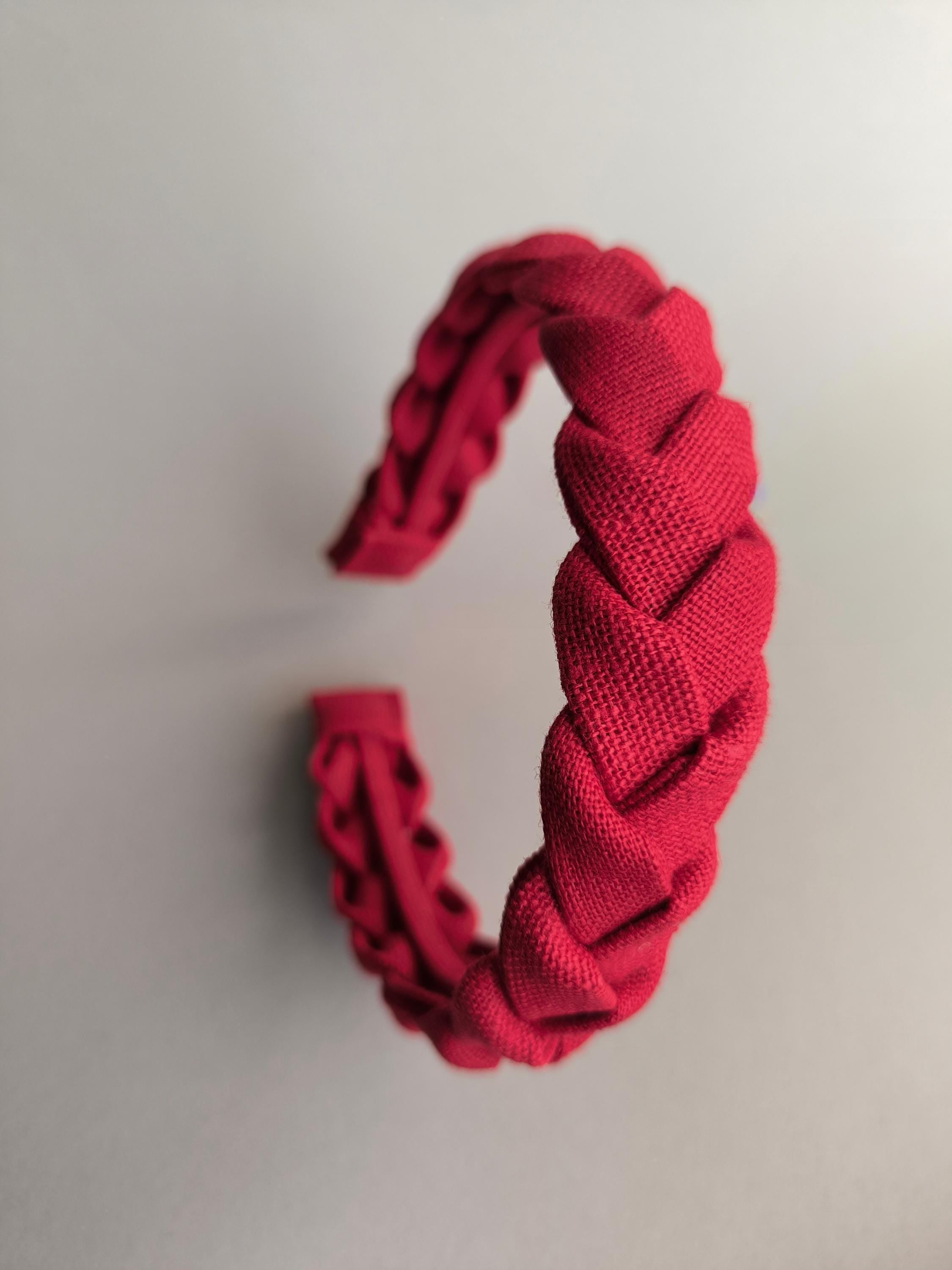 Red Linen Braided Headband