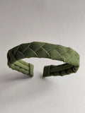 Khaki Green Linen Flat Braided Hairband