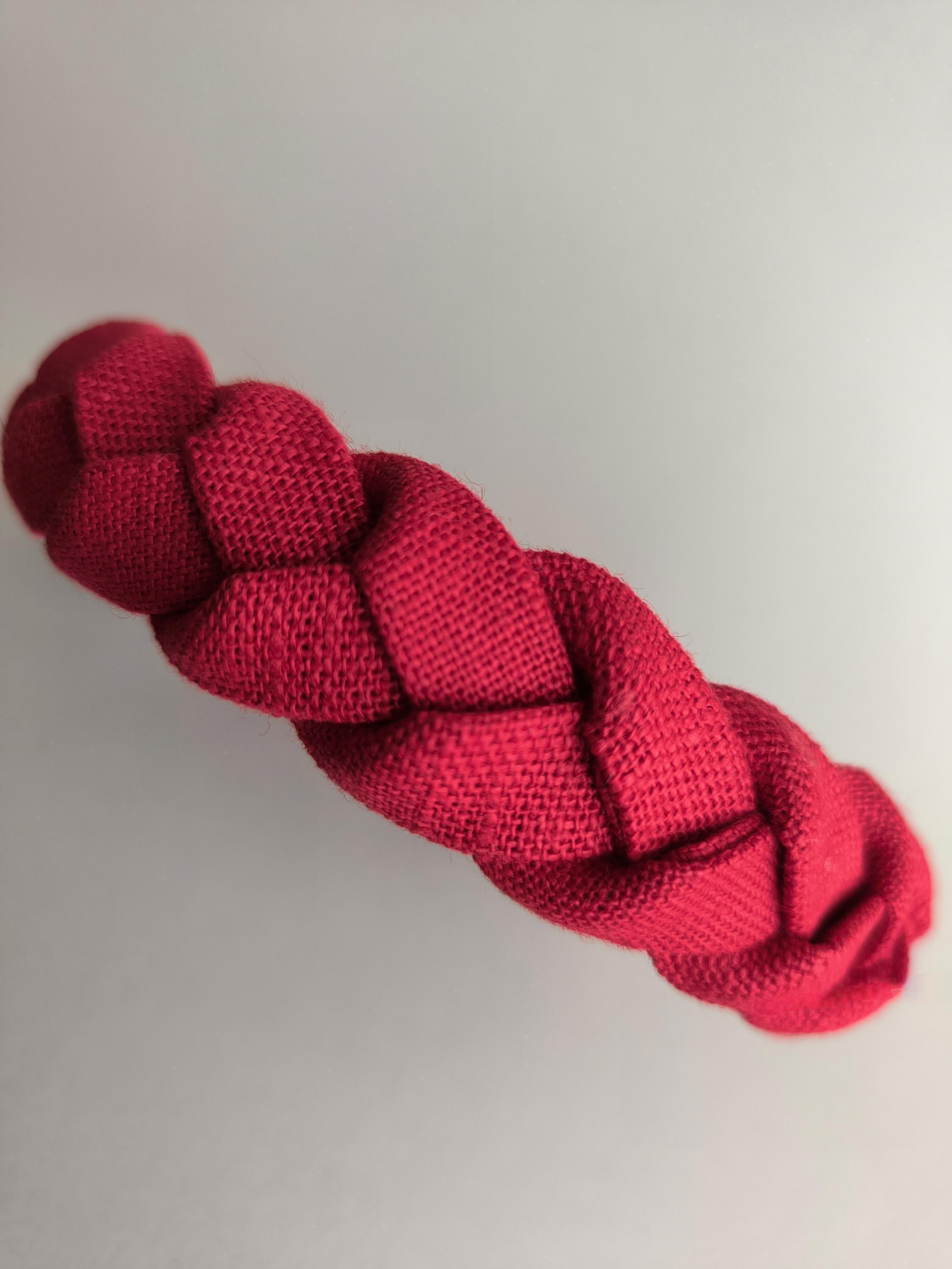 Red Linen Braided Headband