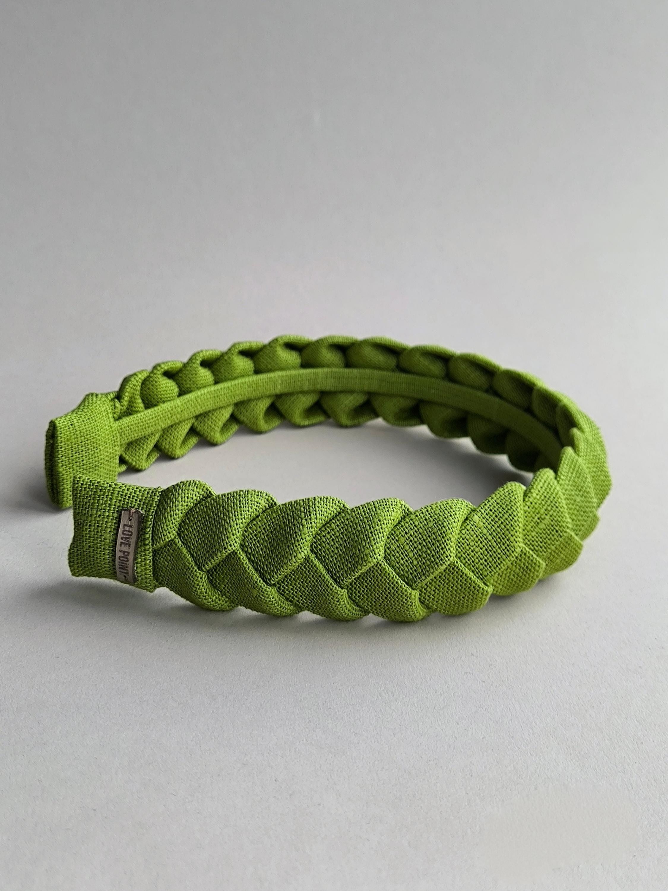 Lime Green Linen Braided Headband
