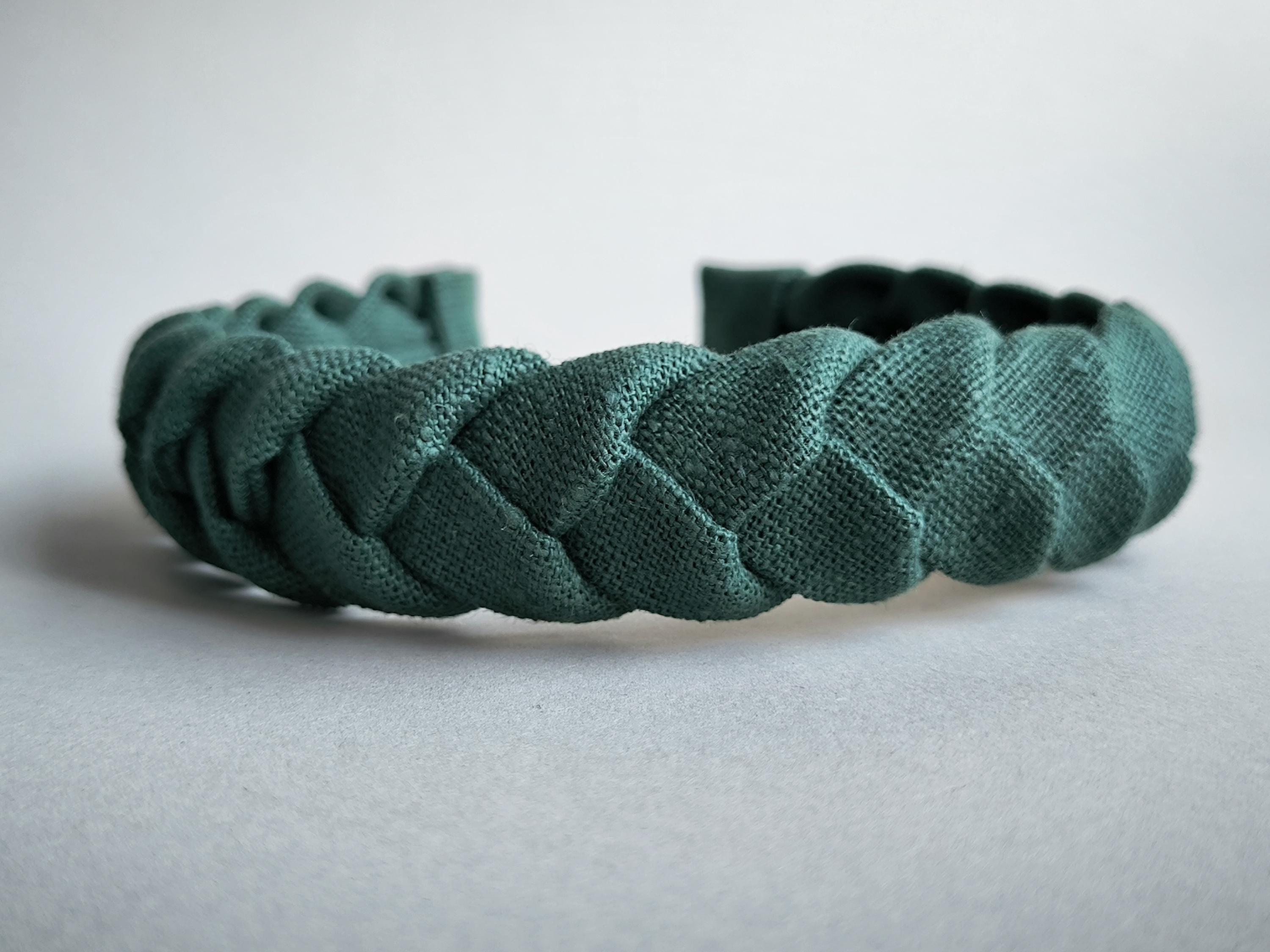 Emerald Linen Braided Headband