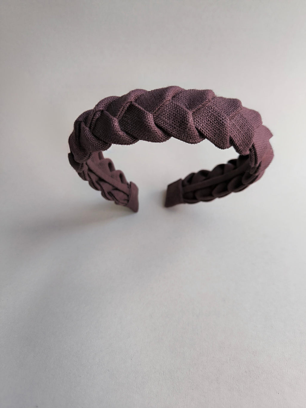 Chocolate Brown Linen Braided Headband