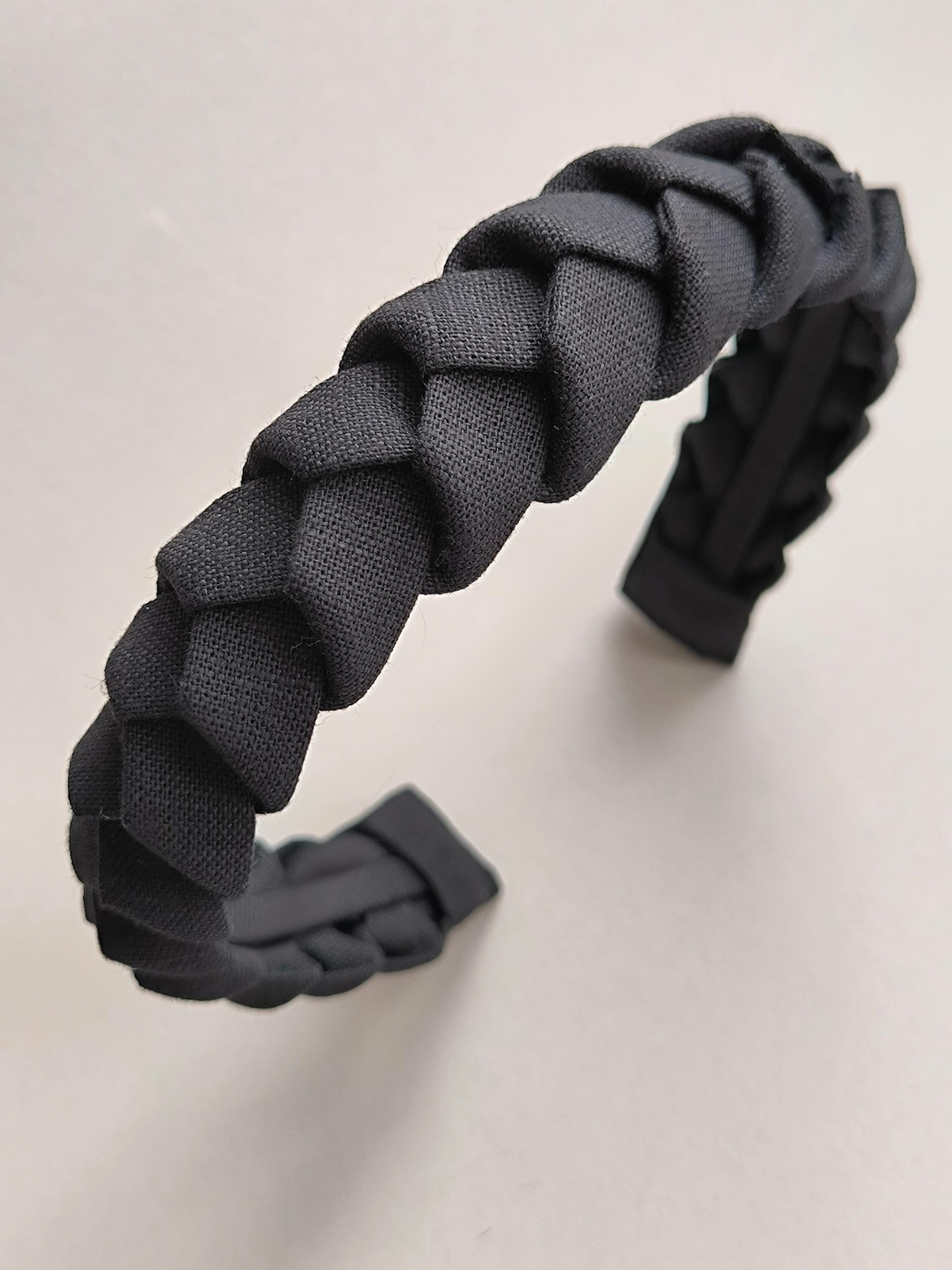 Classic Black Braided Linen Hairband