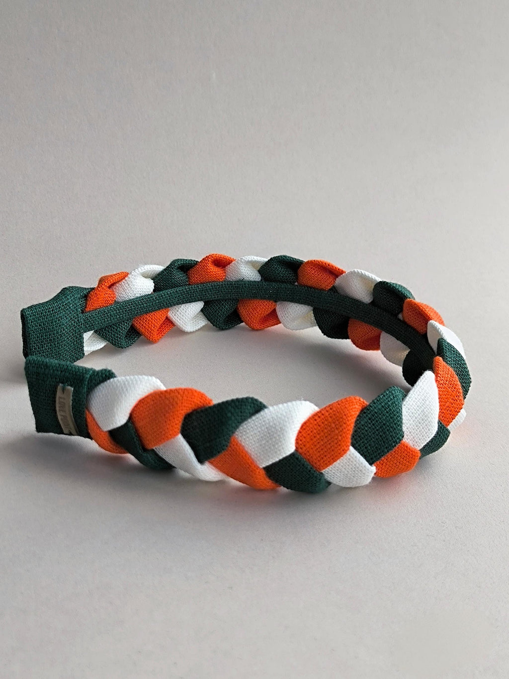 Orange, White and Emerald Green Braided Linen Headband