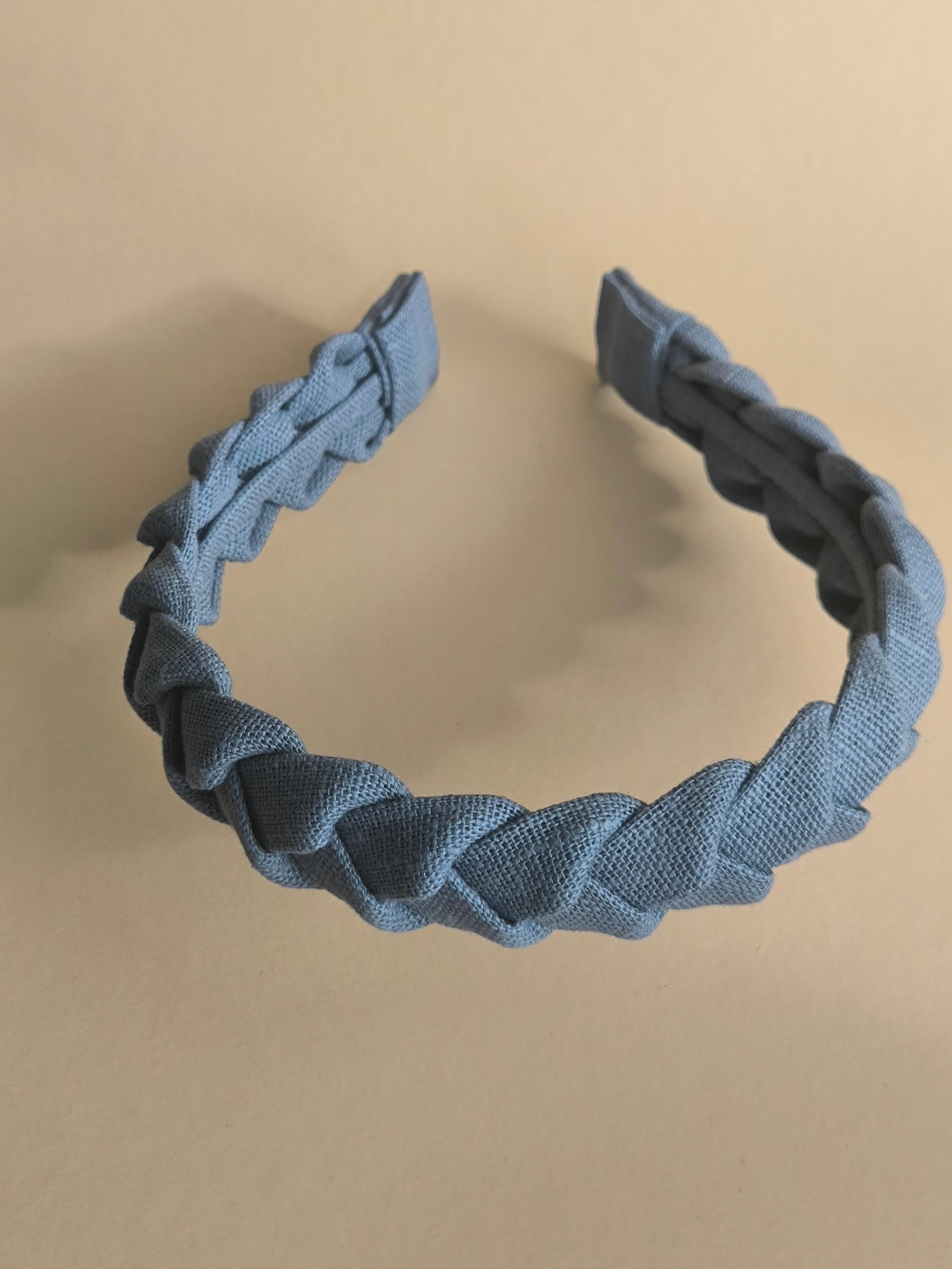 Muted Blue Linen Braided Hairband