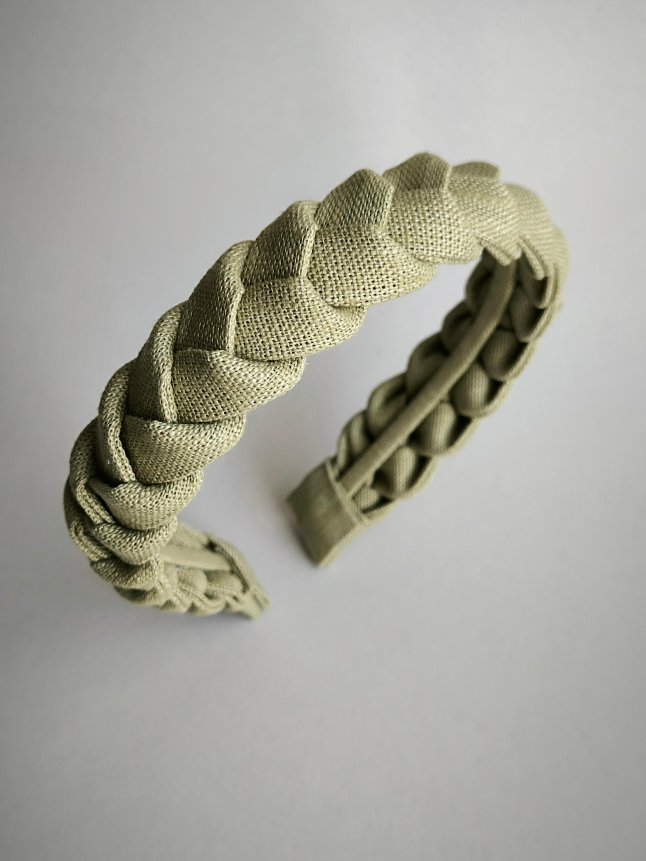 Olive Sand Linen Braided Headband