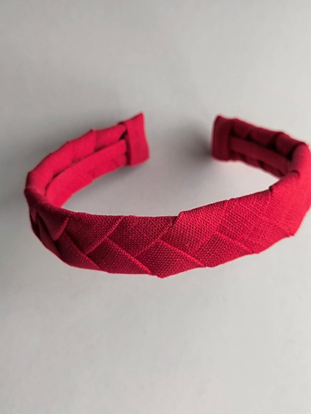 Red Linen Flat Braided Hairband