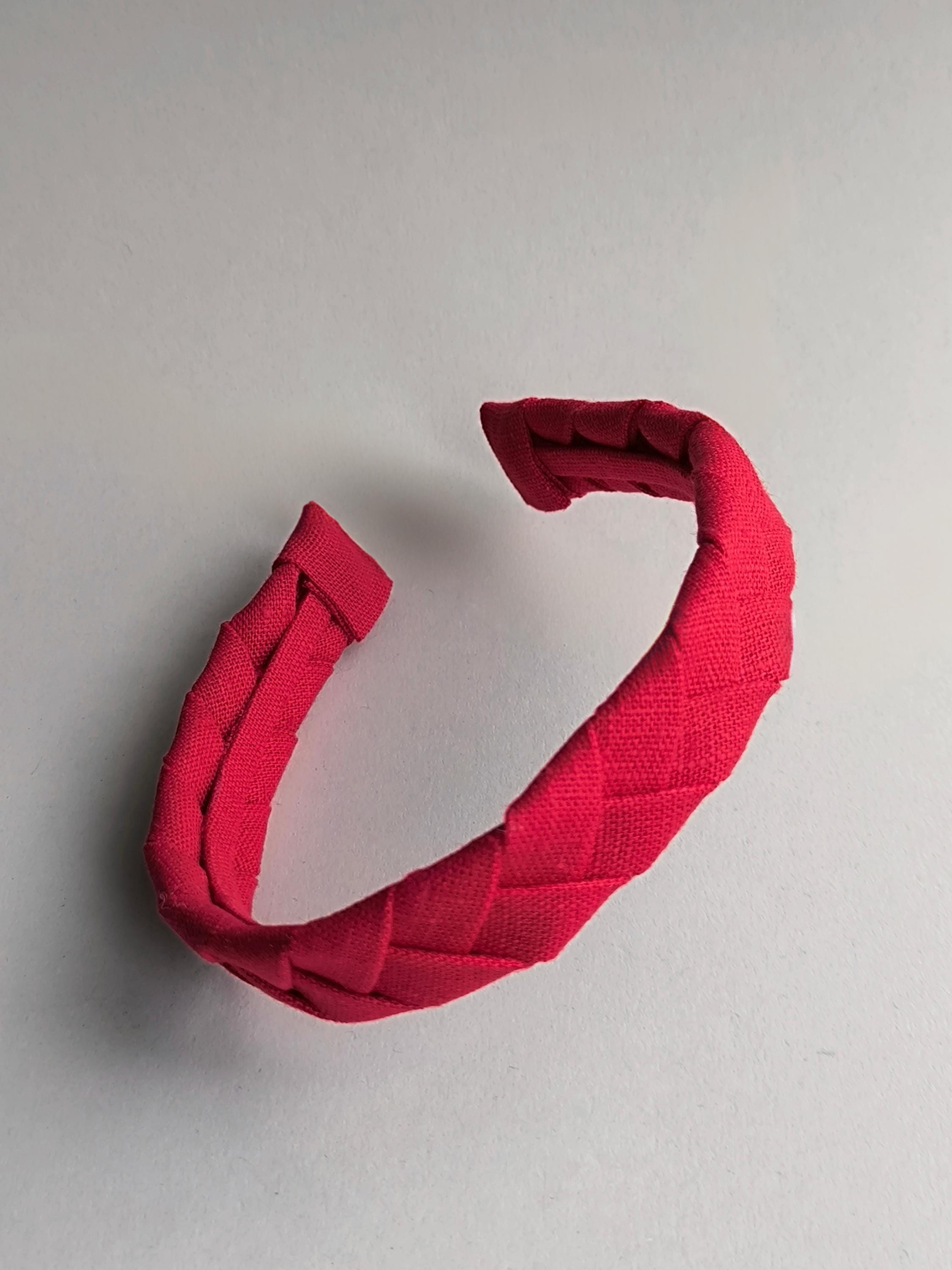 Red Linen Flat Braided Hairband