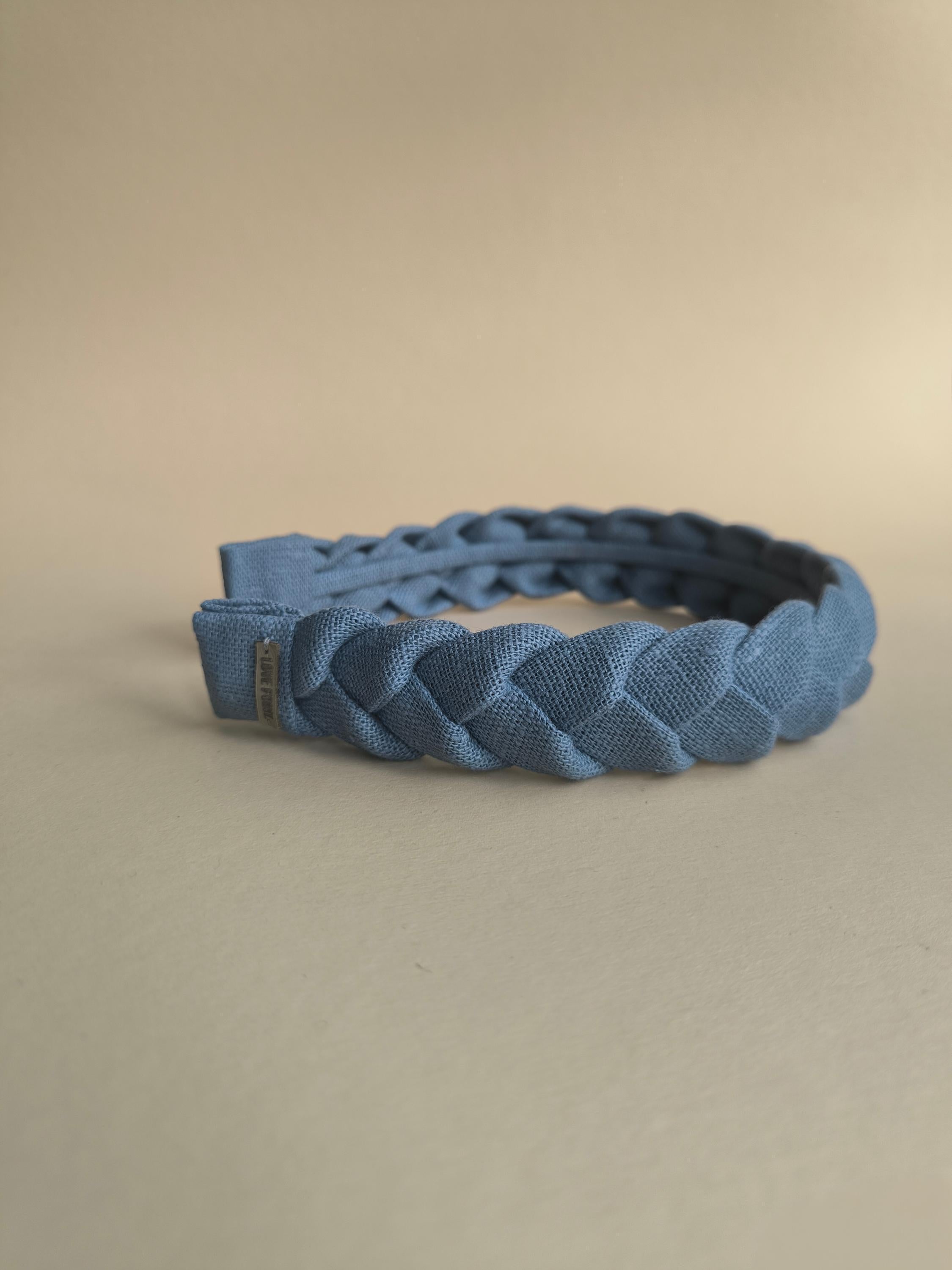 Muted Blue Linen Braided Hairband