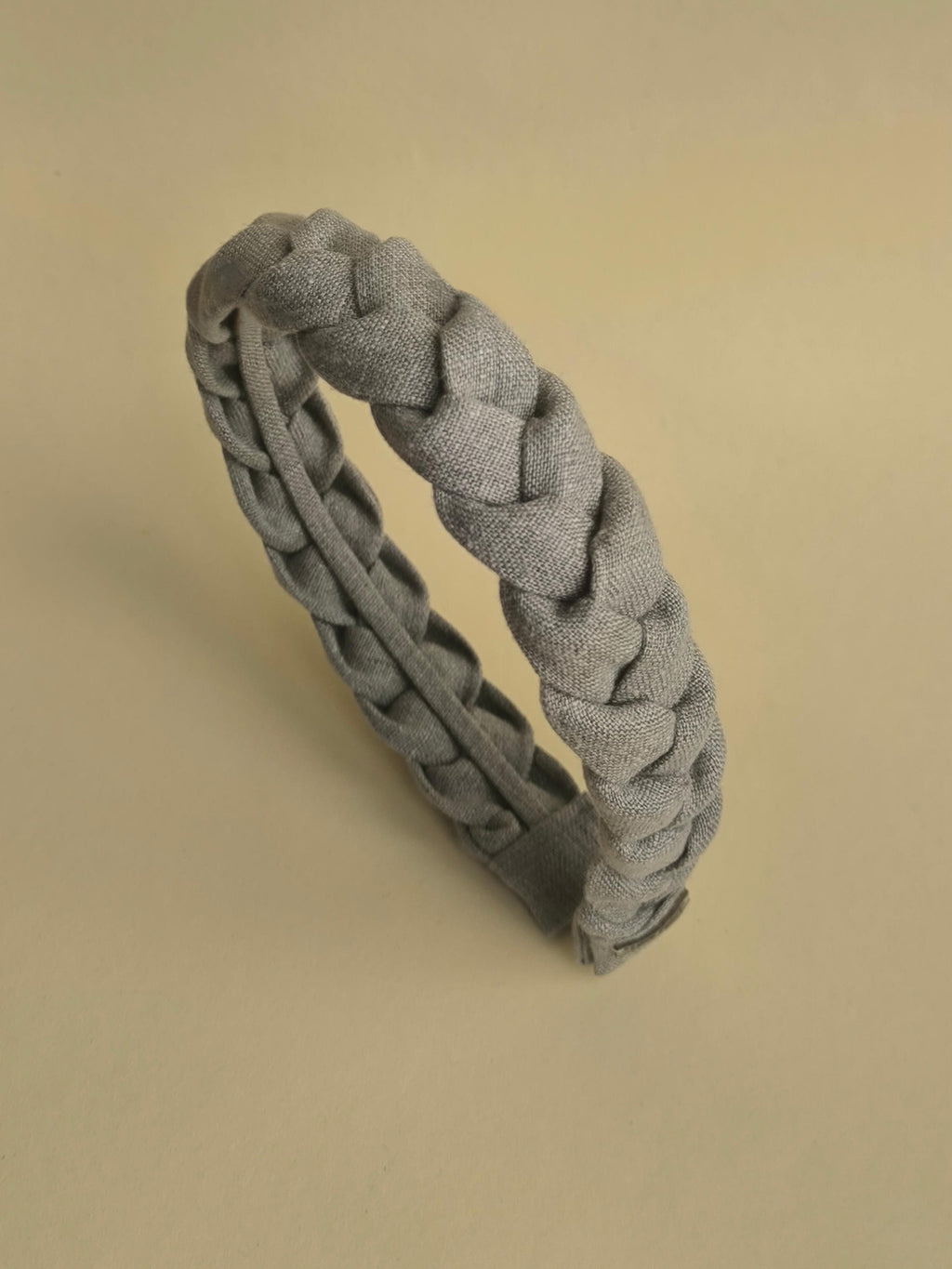 Natural Grey Linen Braided Headband