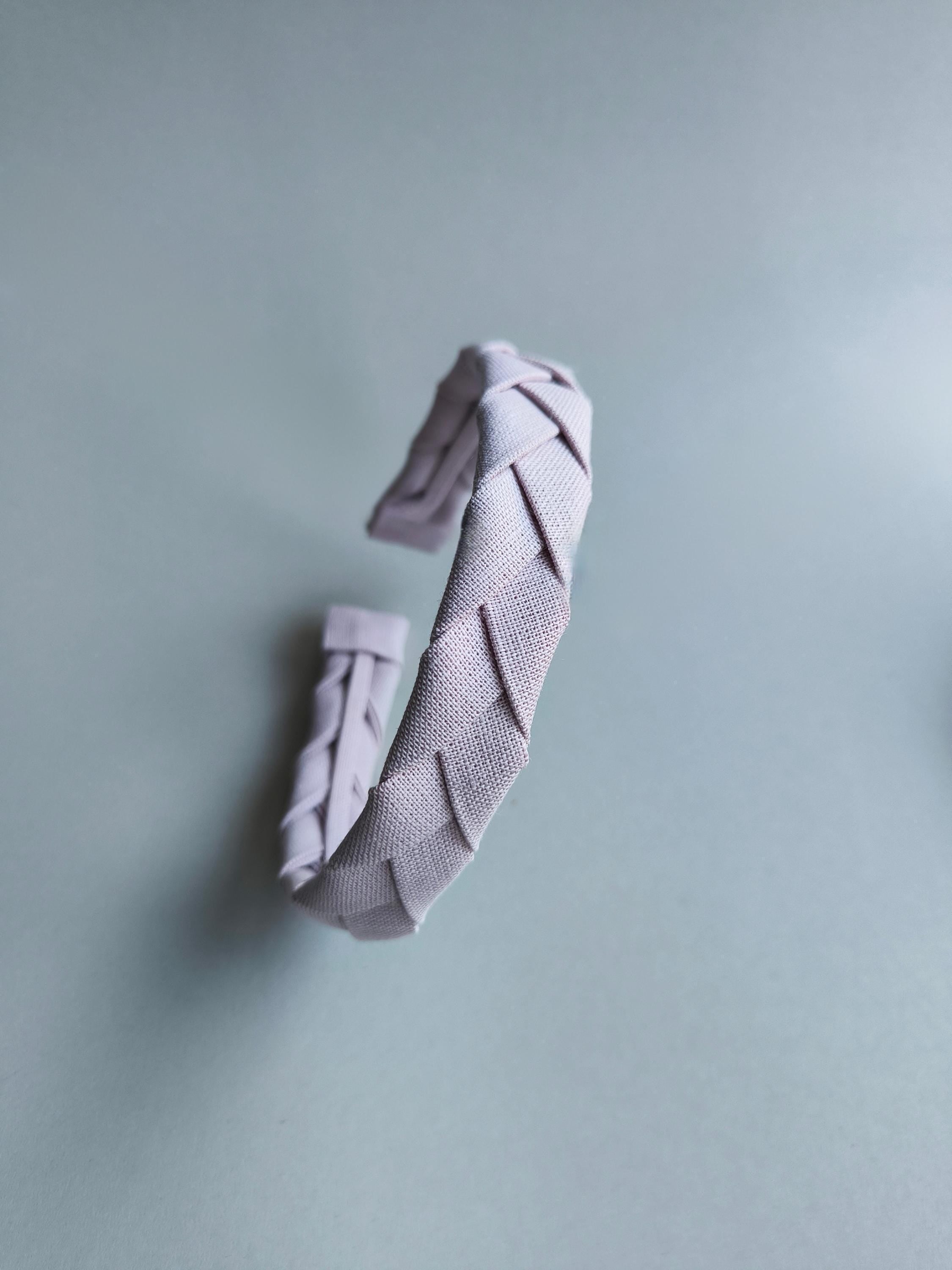 Light Dusty Pink Linen Flat Braided Hairband