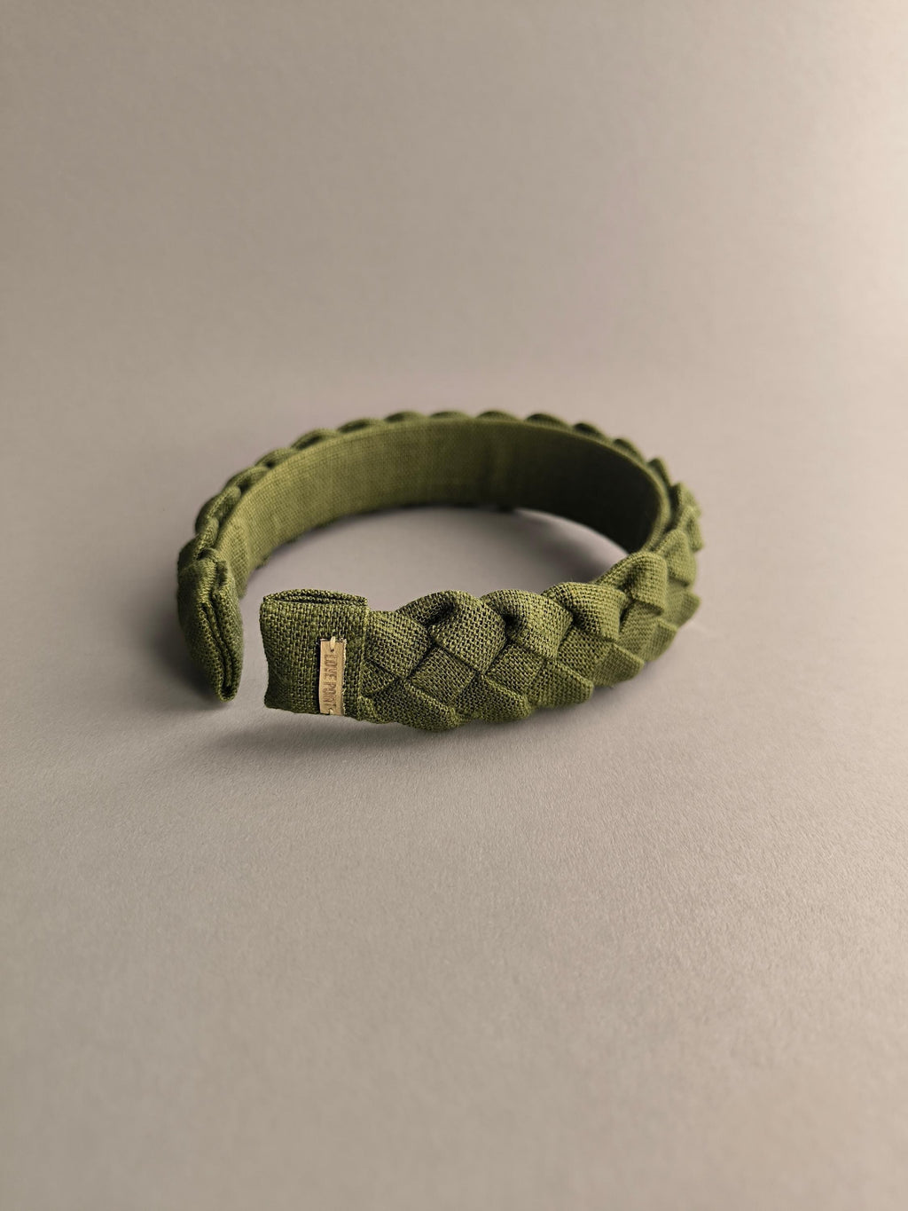 Khaki Linen Braided Hairband