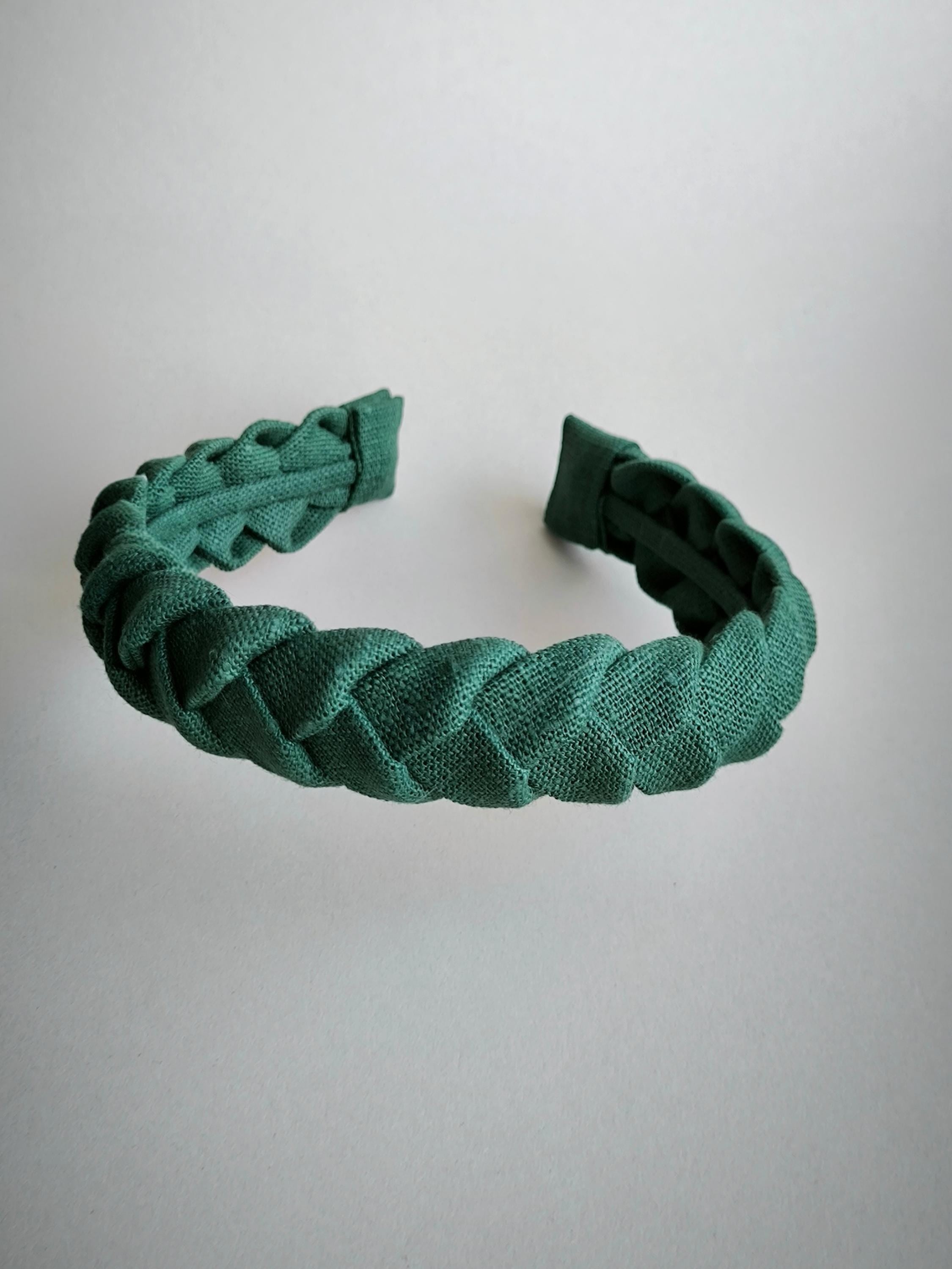 Emerald Linen Braided Headband