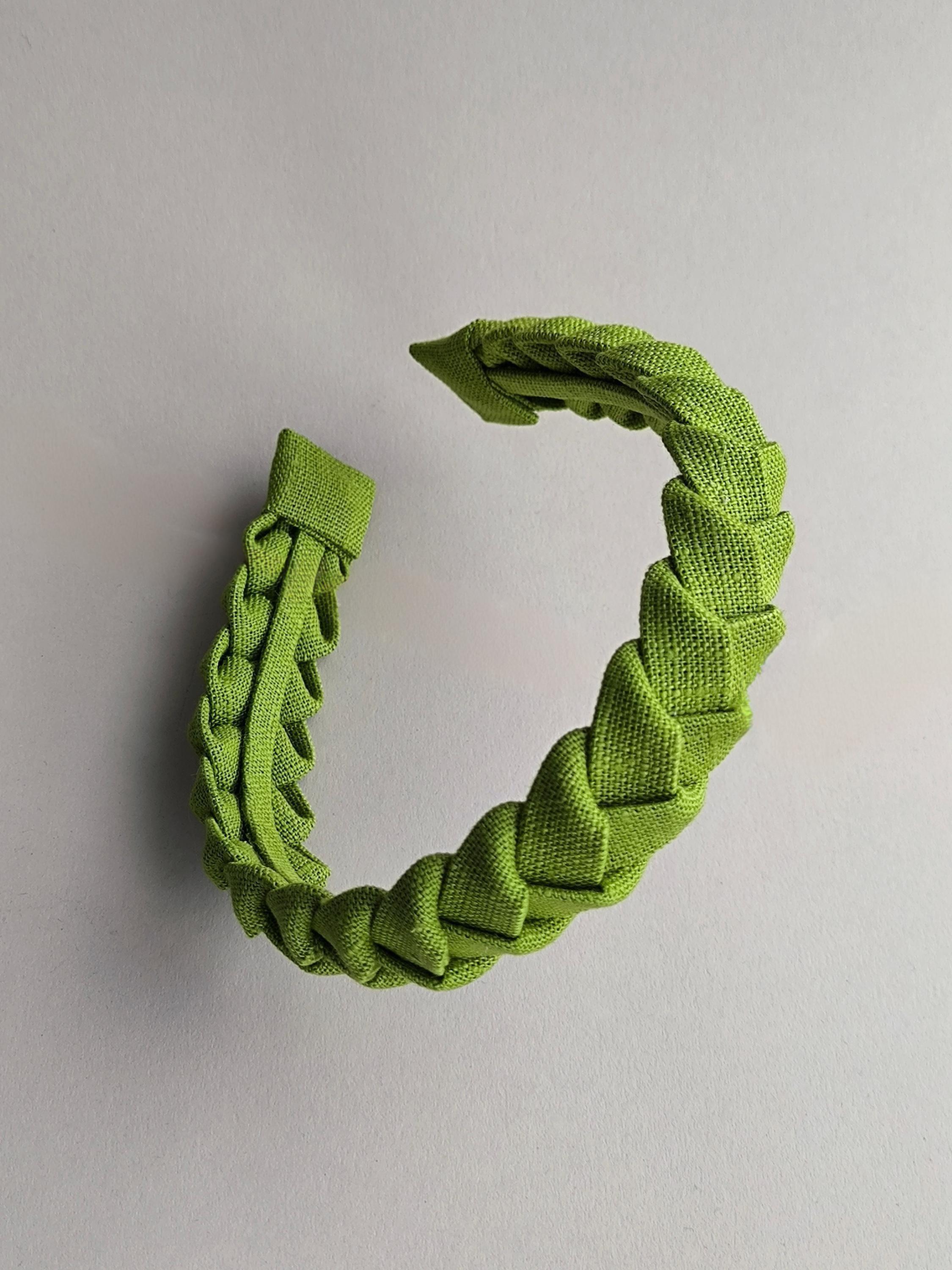 Lime Green Linen Braided Headband