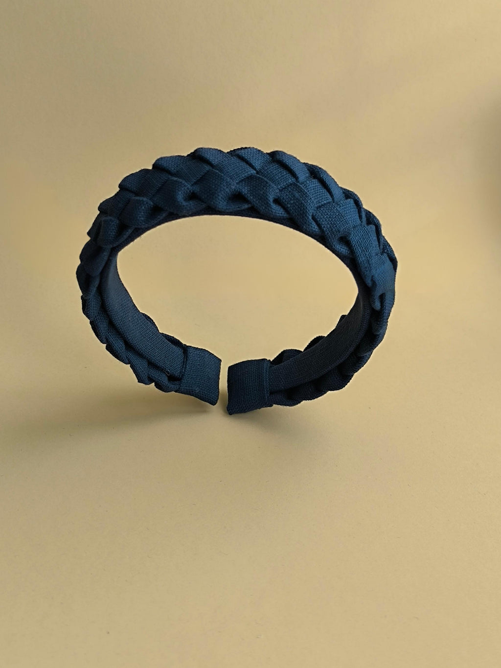 Navy Blue Linen Braided Hairband