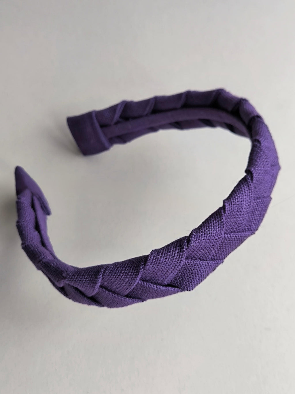 Purple Linen Flat Braided Hairband