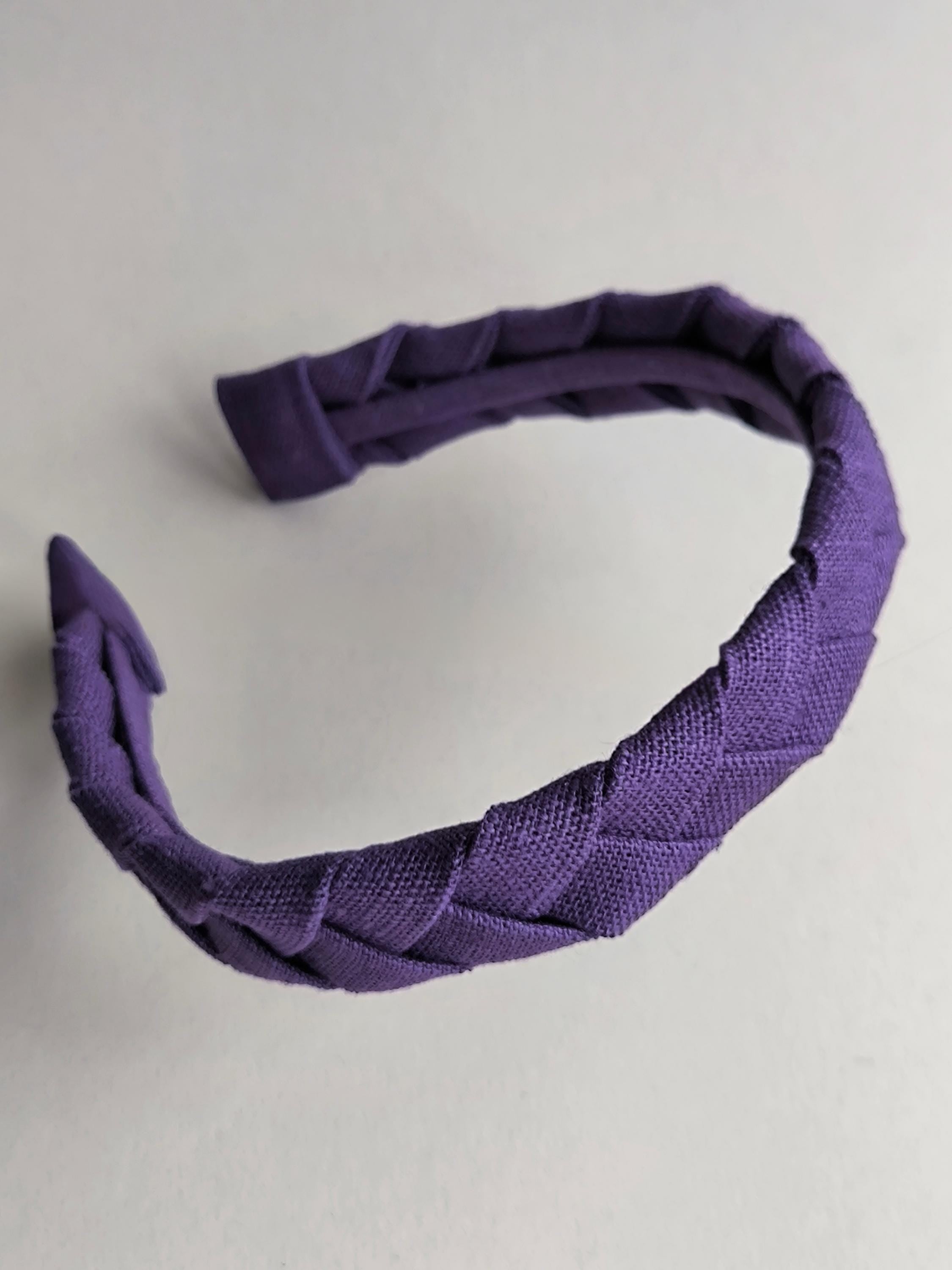 Purple Linen Flat Braided Hairband