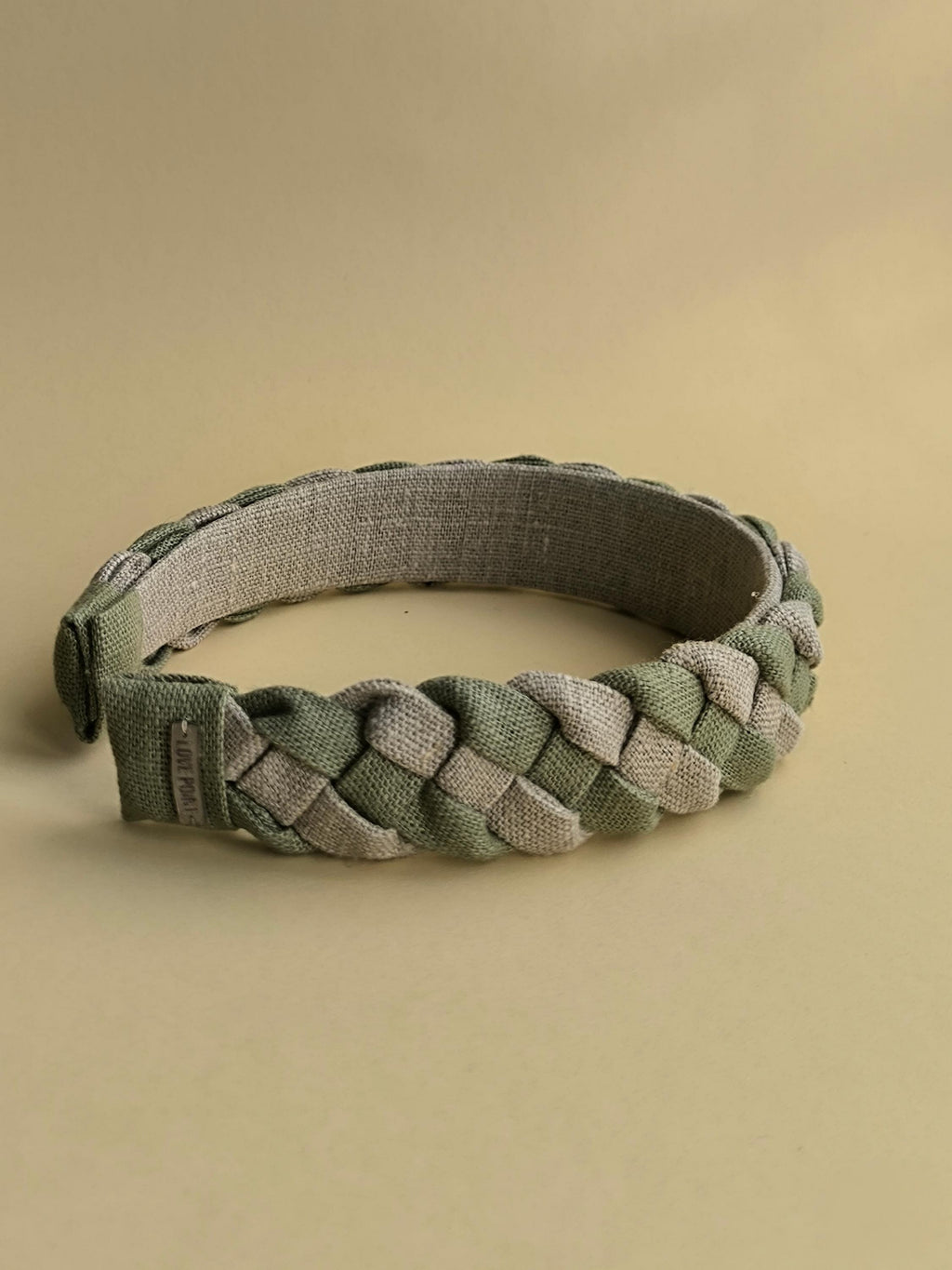 Natural lin with Sage green Linen Braided Hairband
