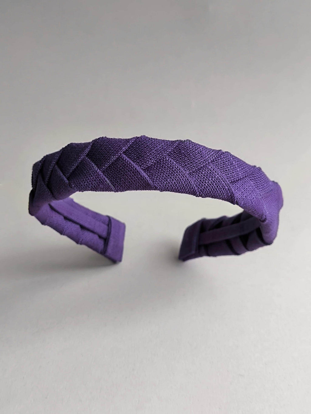 Purple Linen Flat Braided Hairband