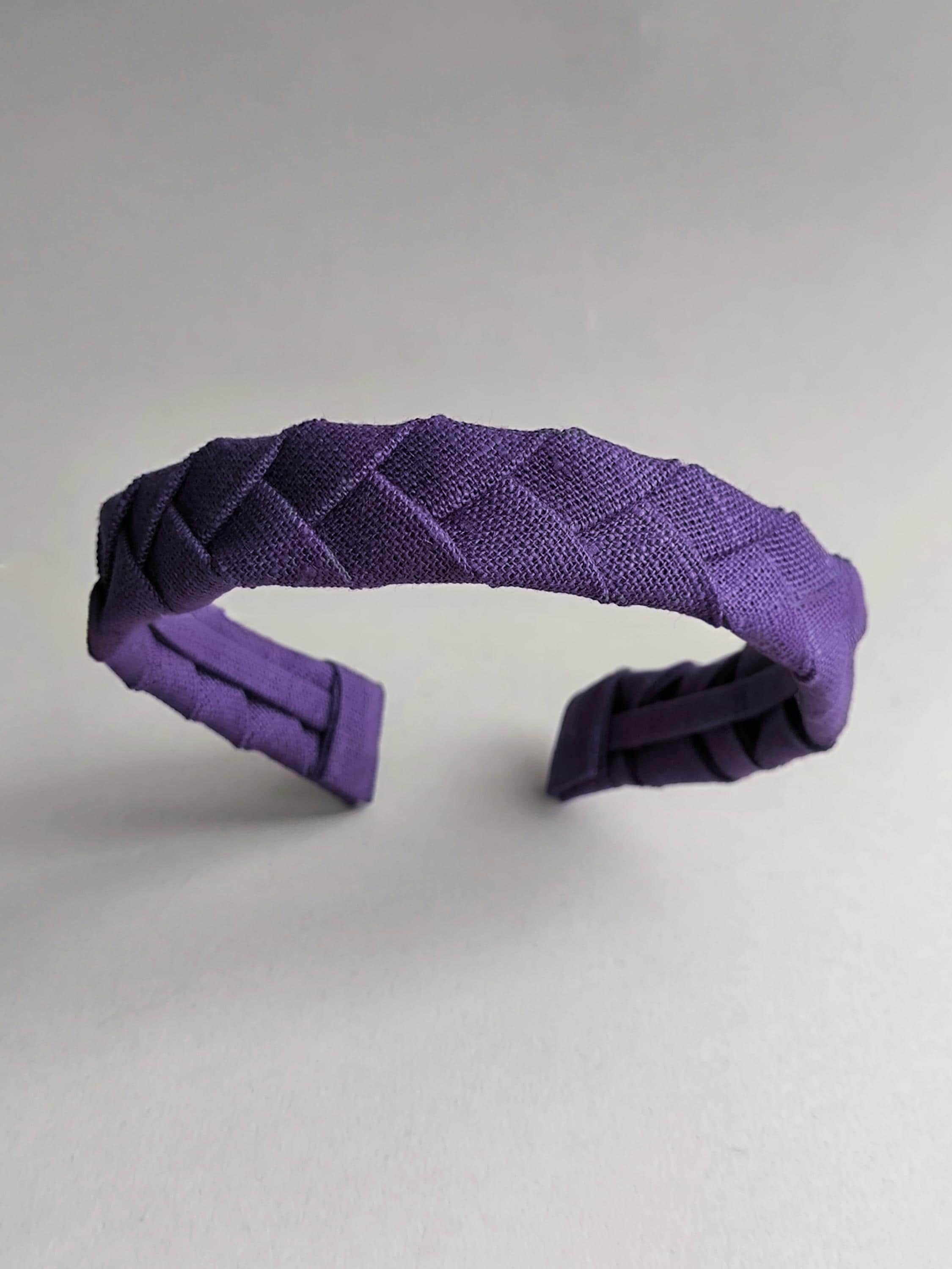 Purple Linen Flat Braided Hairband