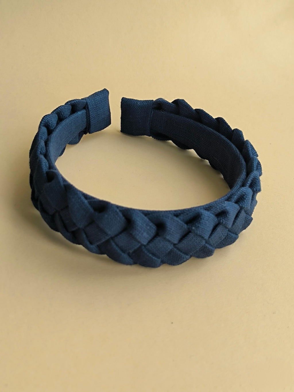Navy Blue Linen Braided Hairband
