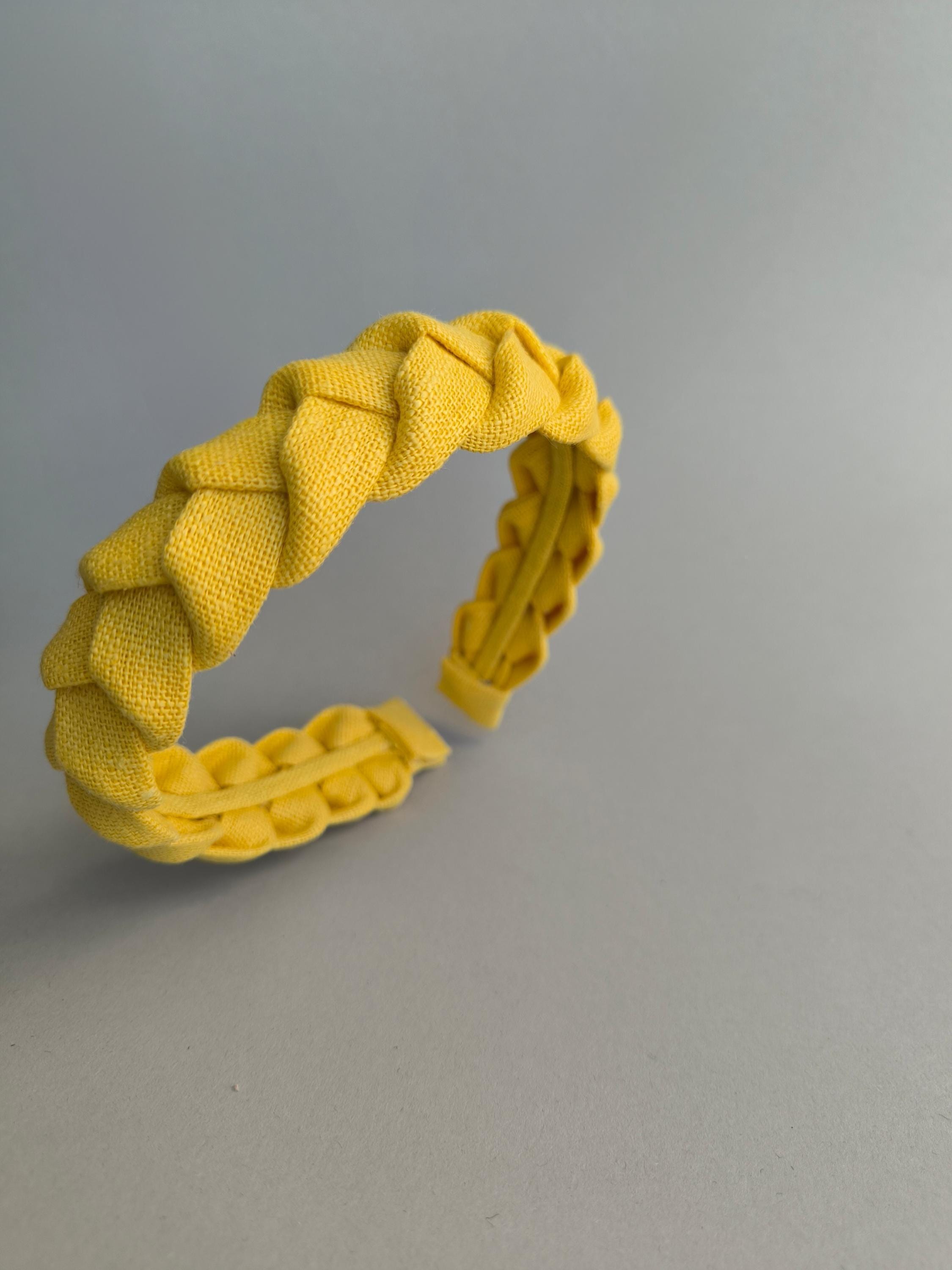 Light Yellow Linen Braided Headband