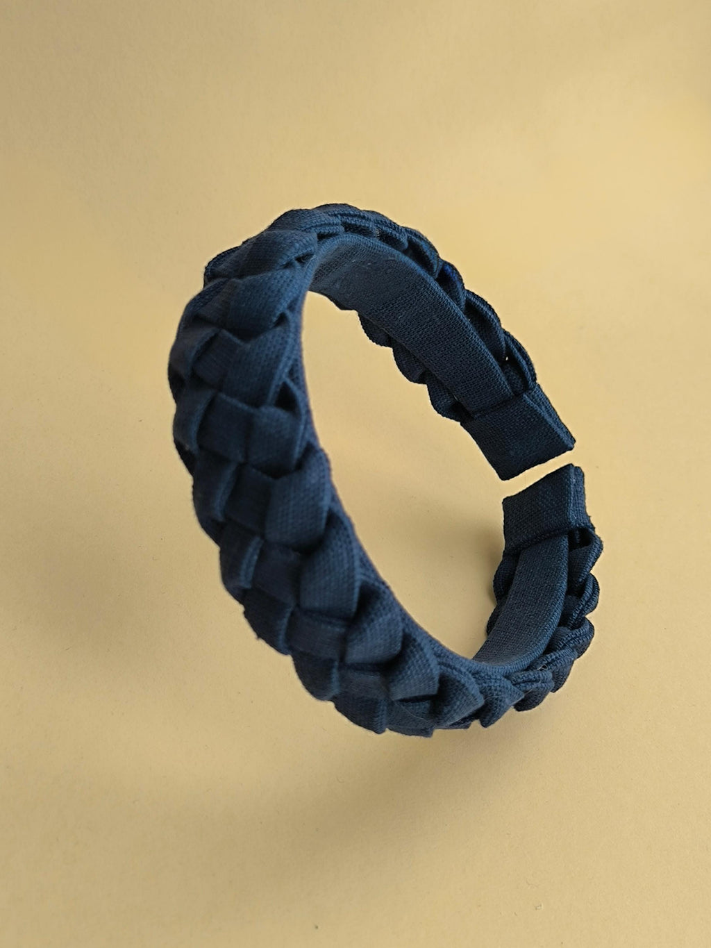 Navy Blue Linen Braided Hairband
