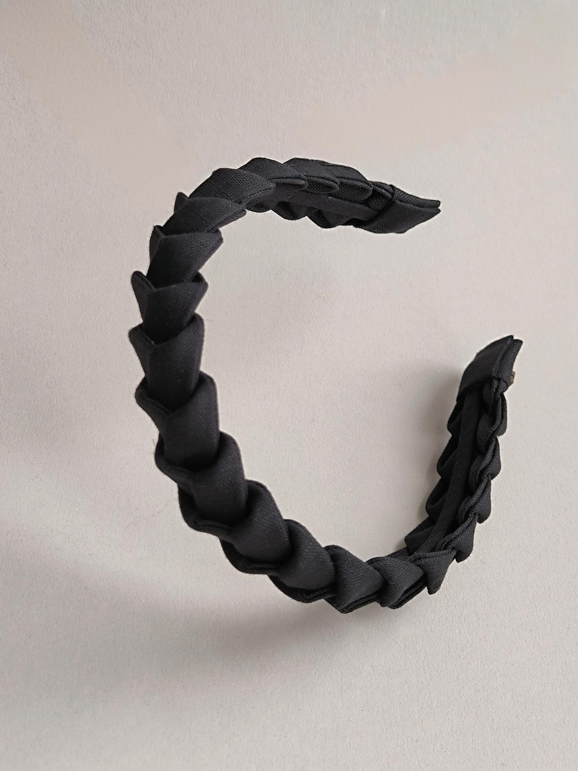 Classic Black Braided Linen Hairband