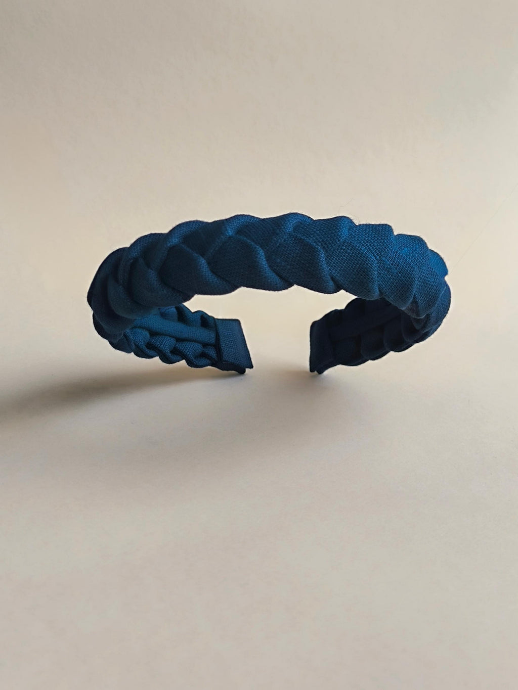 Navy Blue Linen Braided Hairband