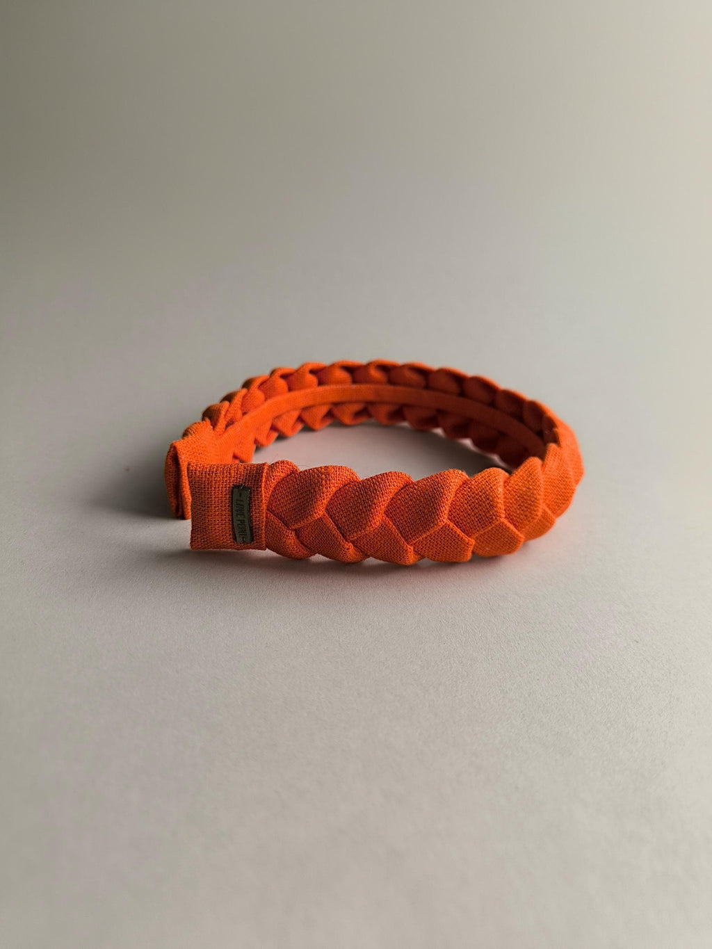 Orange linen braided headband hairband