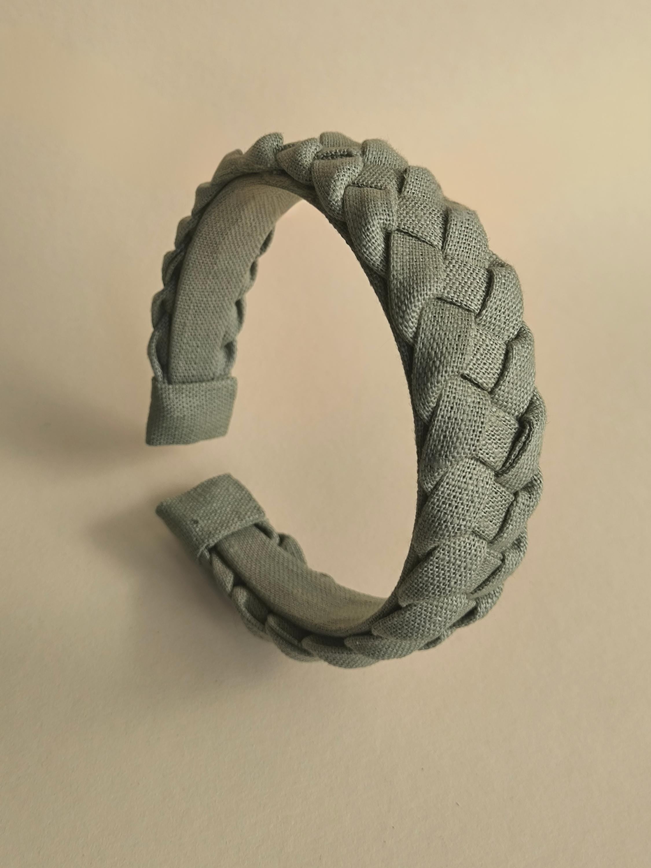 Sage Green Linen Braided Hairband